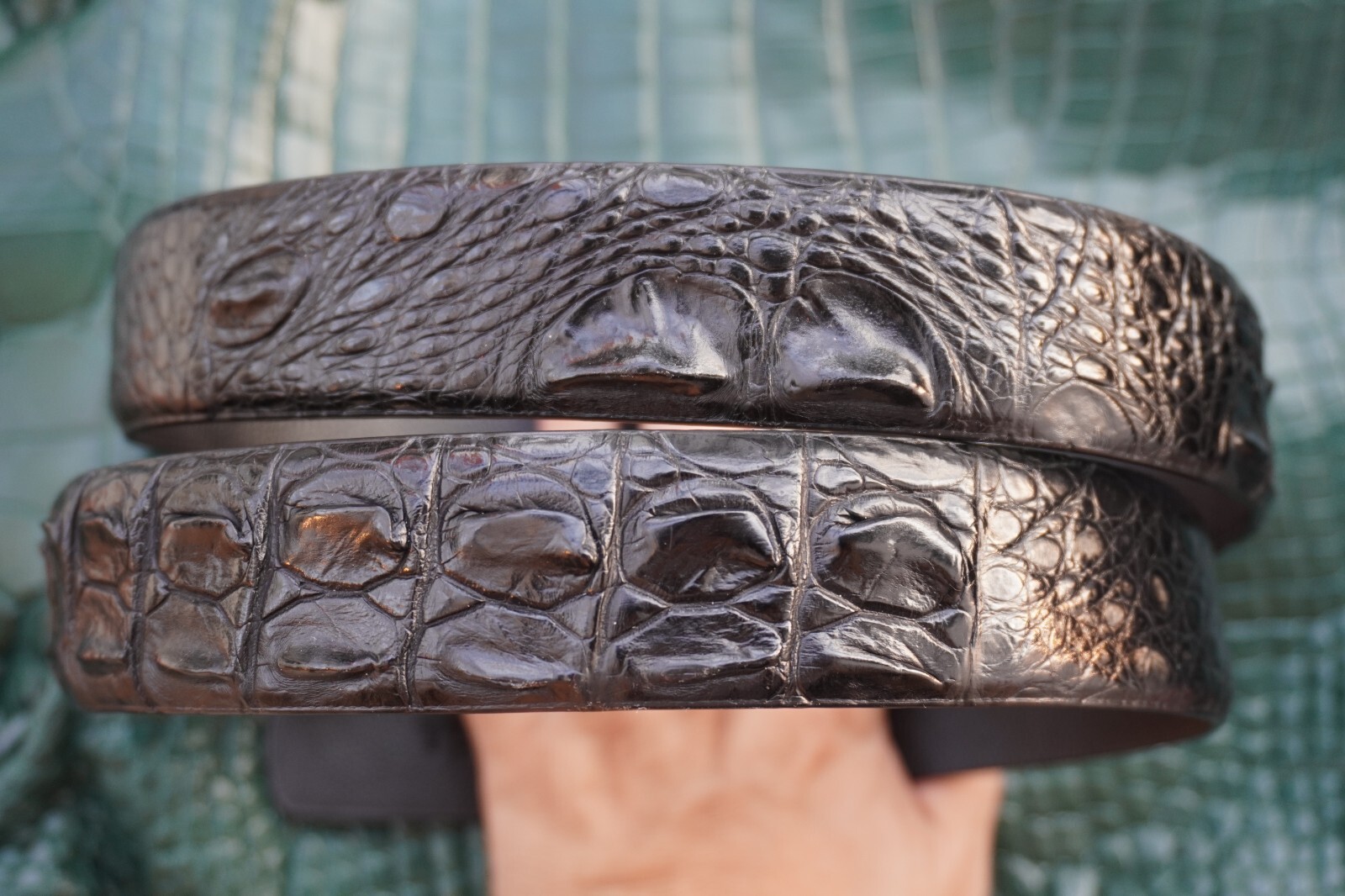 Luxury Black Alligator Crocodile Print Leather Men’s Belt -W 1.3 inch #G20