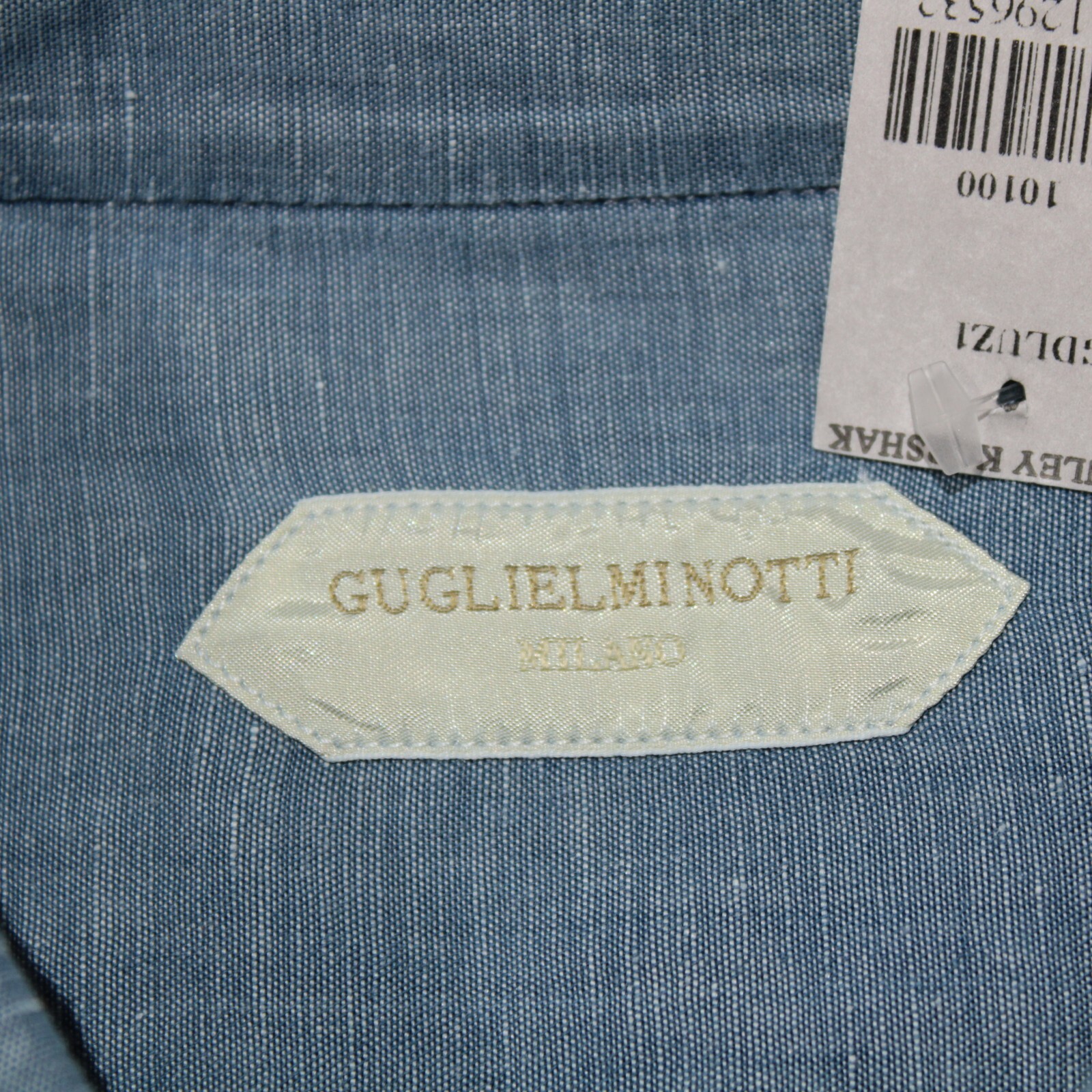 Guglielminotti NWD Linen / Cotton Blend Casual Shirt Size 17 / 43 In Chambray