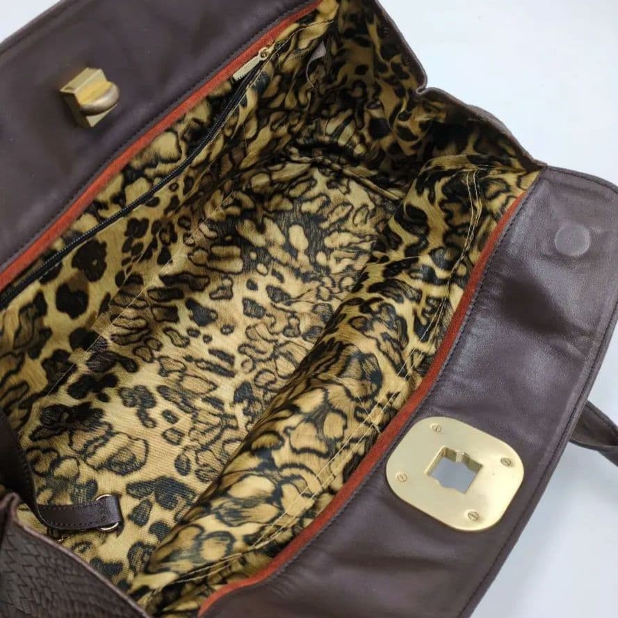 Longchamp Gabby Python Leather Tote Bag 11.4×14.6×6.3in Embossed Lock Used