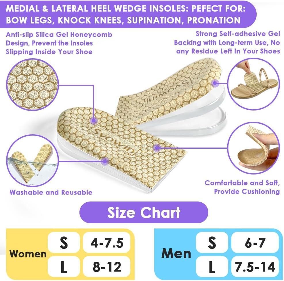 3 Layers Adjustable Supination Overpronation Insoles, Anti-Slip Medial Lateral H
