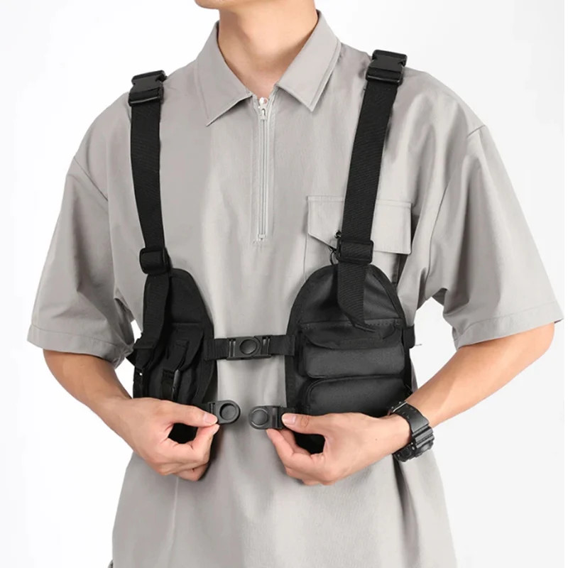 Functional Tactical Chest Bag Exercise Travel Vest Pack Oxford Cloth Vest Storag