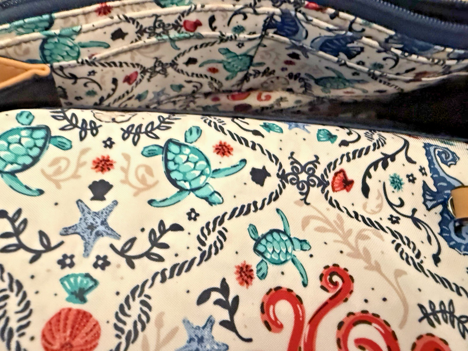 Vera Bradley Straw Wristlet Clutch Navy Blue Pink Star Fish Tropical Embroidered