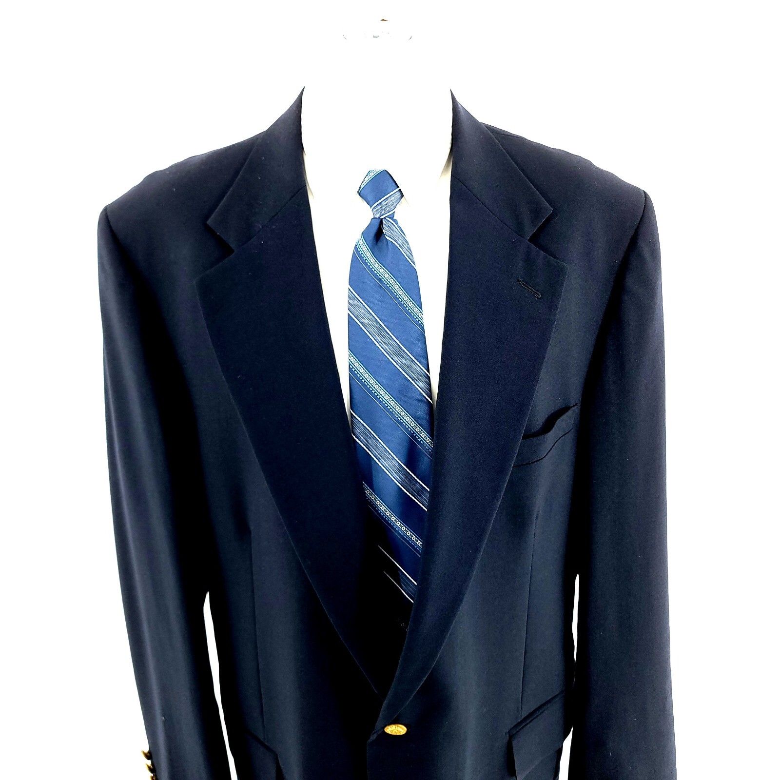 Tailors Row Deansgate Worsted Wool 2 Gold Button Blazer 44L Blue Tagged 48L See