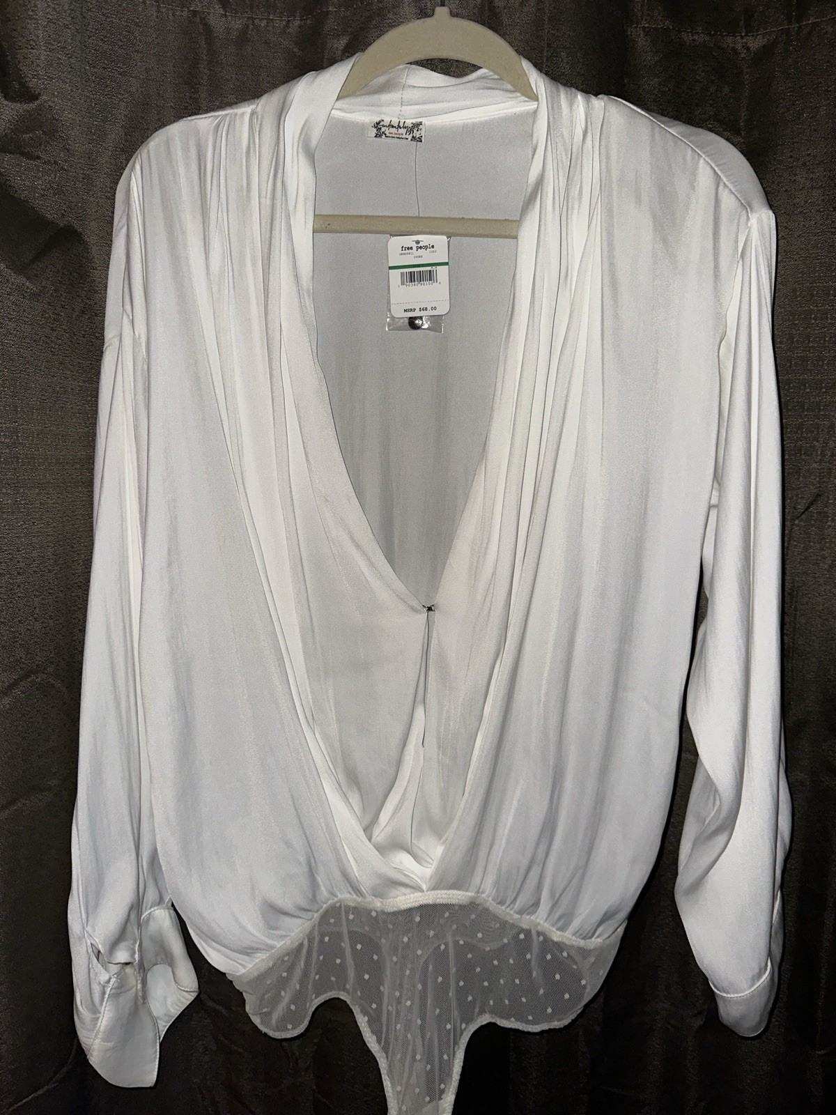 NWT Free People Ivory Draped V-Neck Bodysuit Intimates
