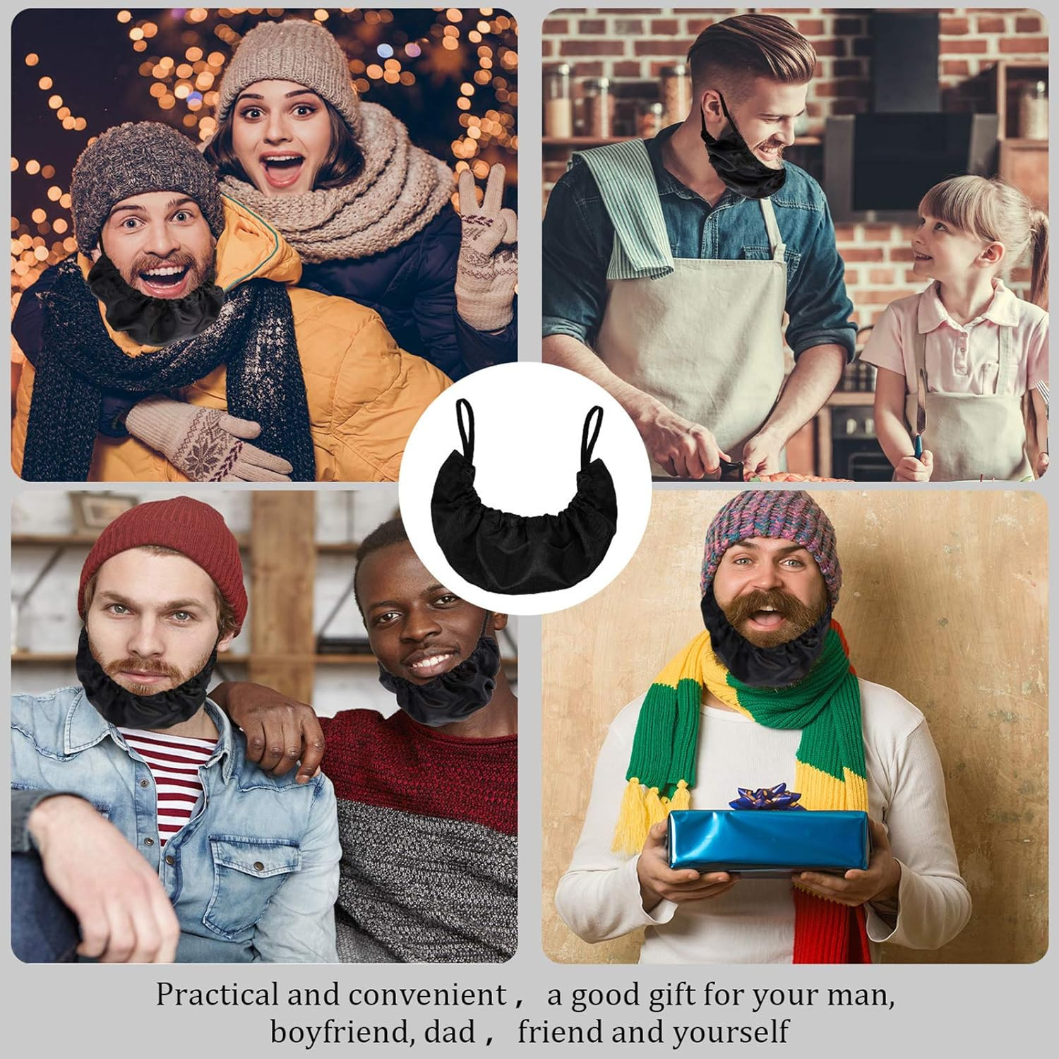 3 Pieces Beard Bonnet for Men Sleeping Beard Cap Cover Bib Satin Night Facial Gu