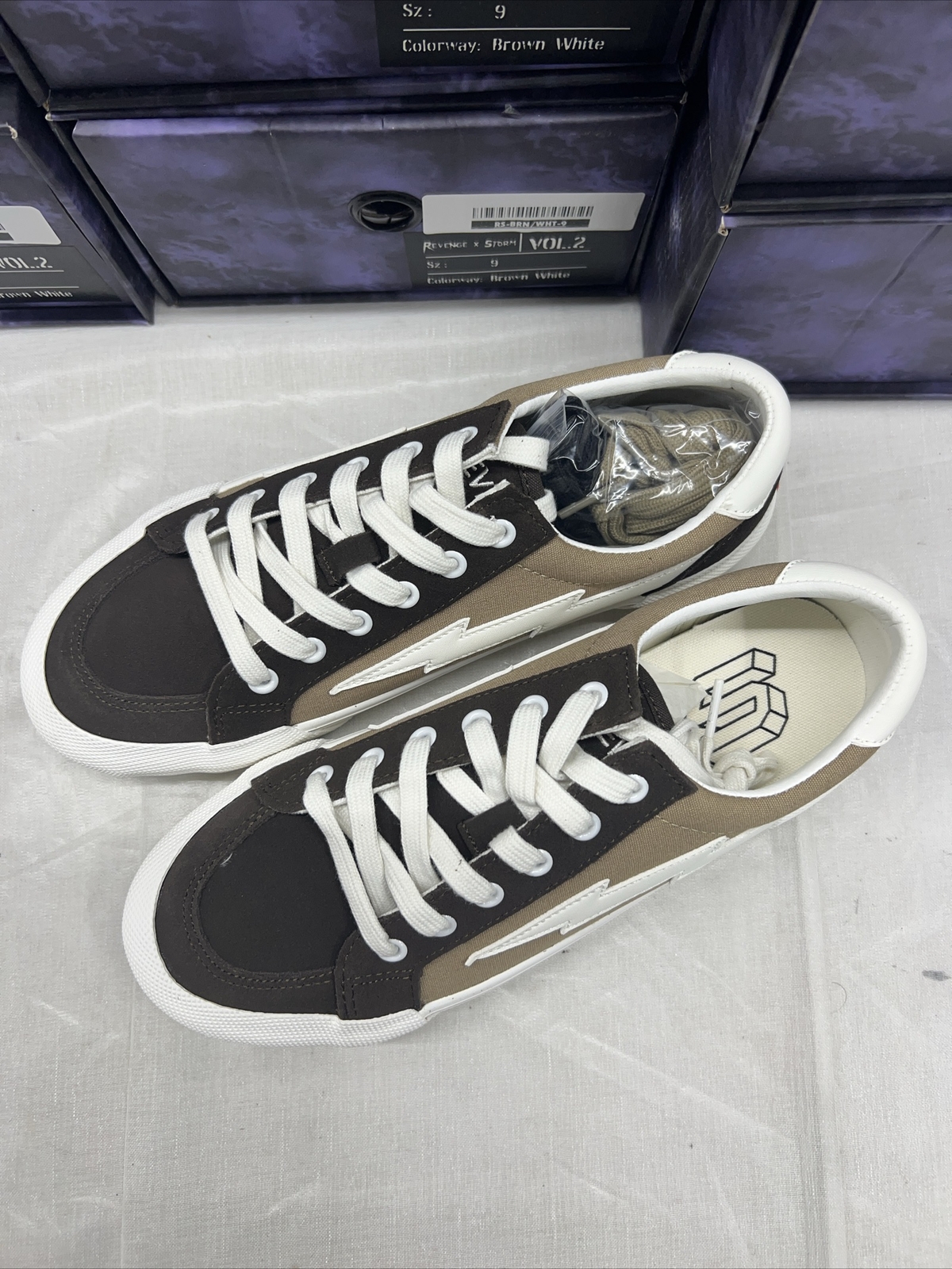 NEW! Revenge X Storm Vol. 2 Lo-Top Brown/White Sneakers – Unisex – NIB
