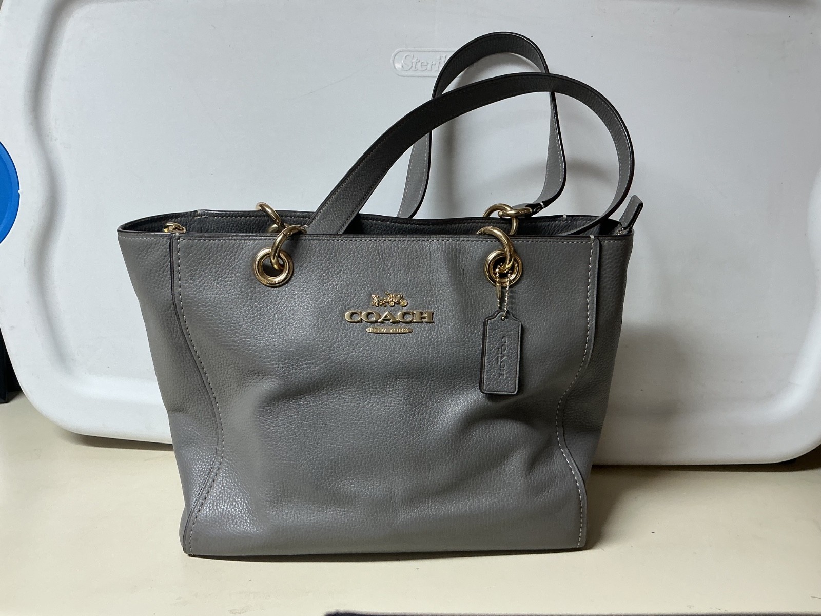 COACH Bag Jes Tote Pebble Leather 76701 Gray