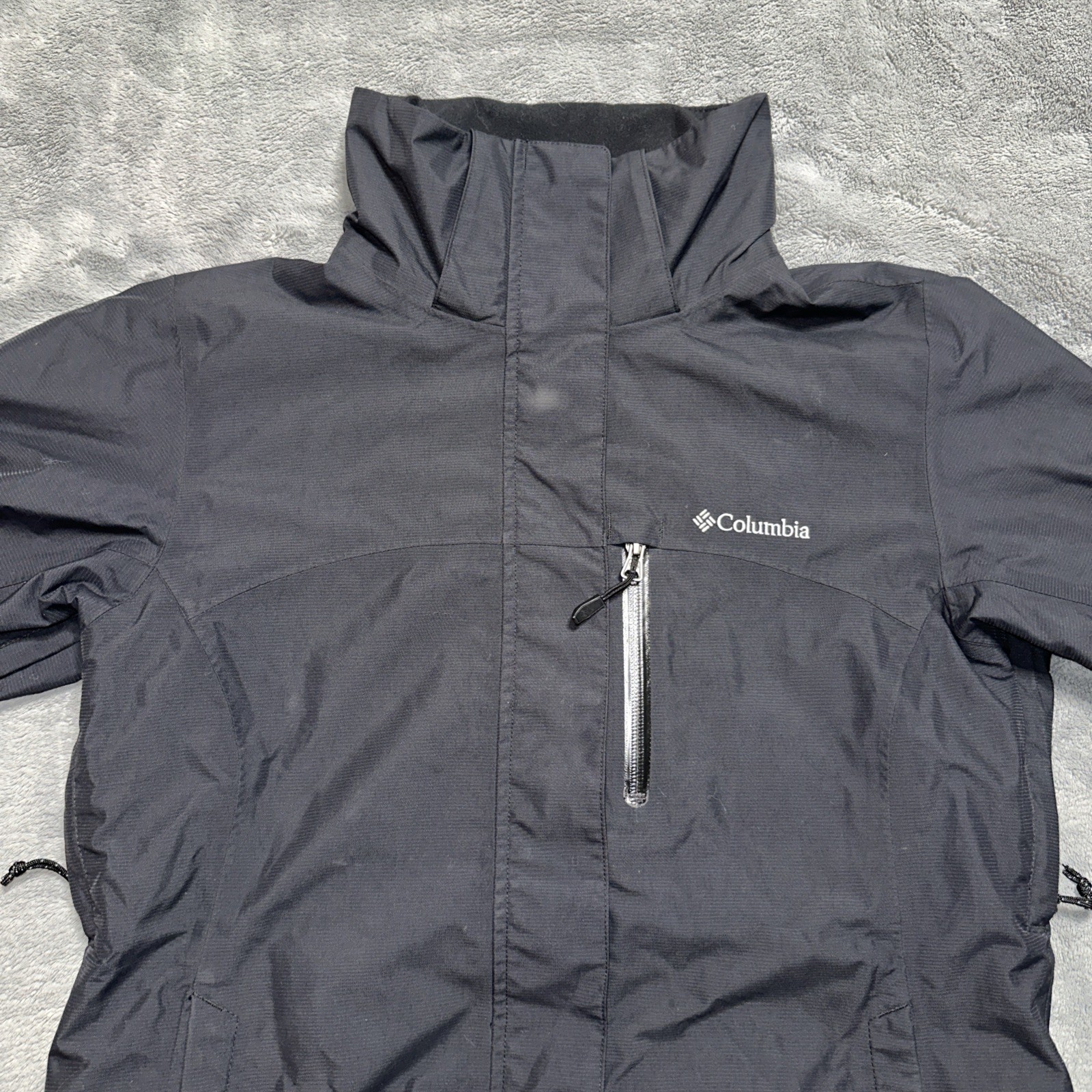 Columbia Interchange Jacket Medium Omni-Tech Waterproof Removable Hood Double Zi