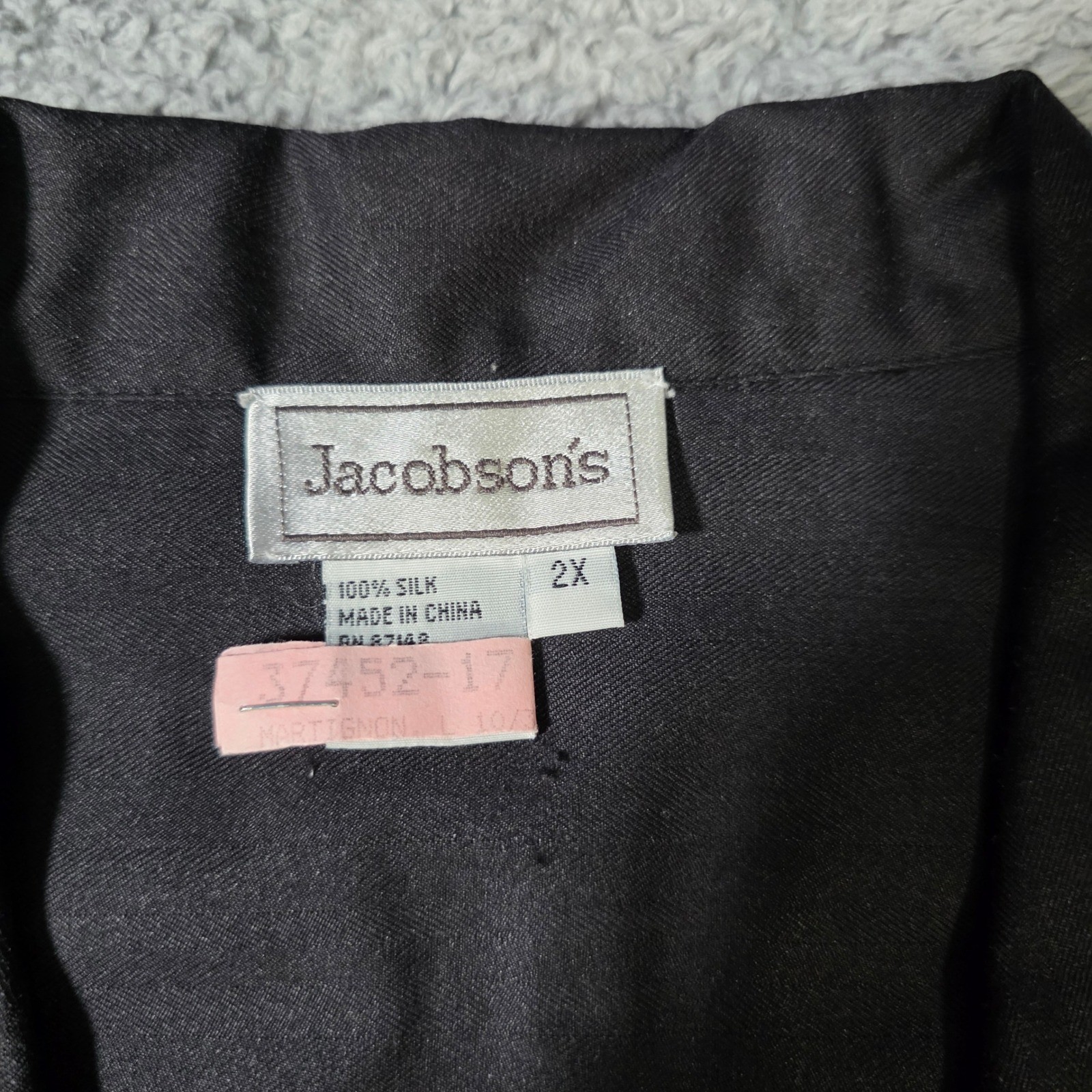 Jacobson’s Womens 2X Shirt Bundle Red Black 100% Silk Short Sleeve Camp Collar