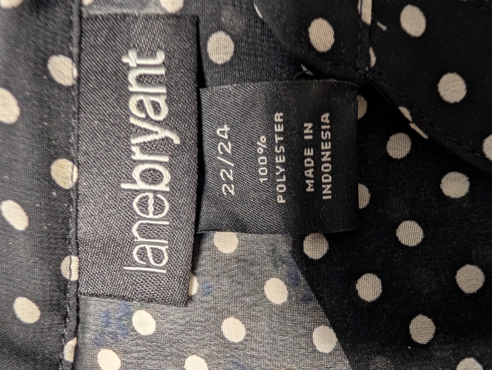 Lane Bryant Plus 22/24 Black White Polka Dot Chiffon Button V-Neck Blouse