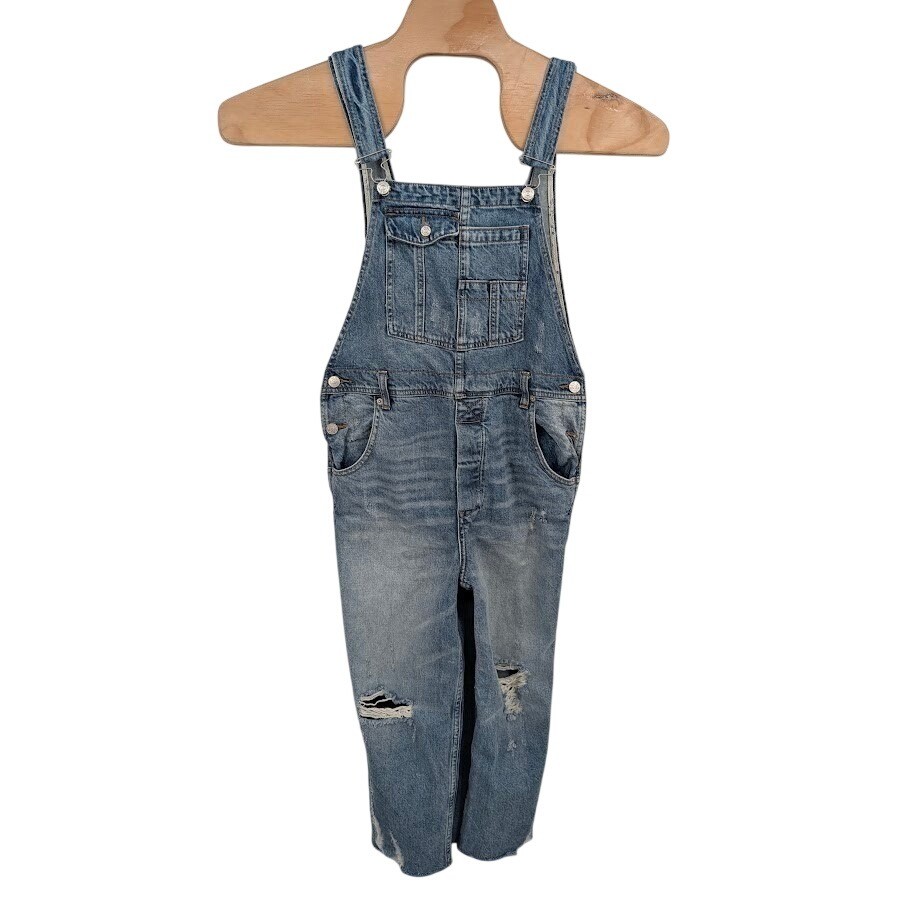 Free People We the Free Denim Overalls light blue distressed Women’s sz 27