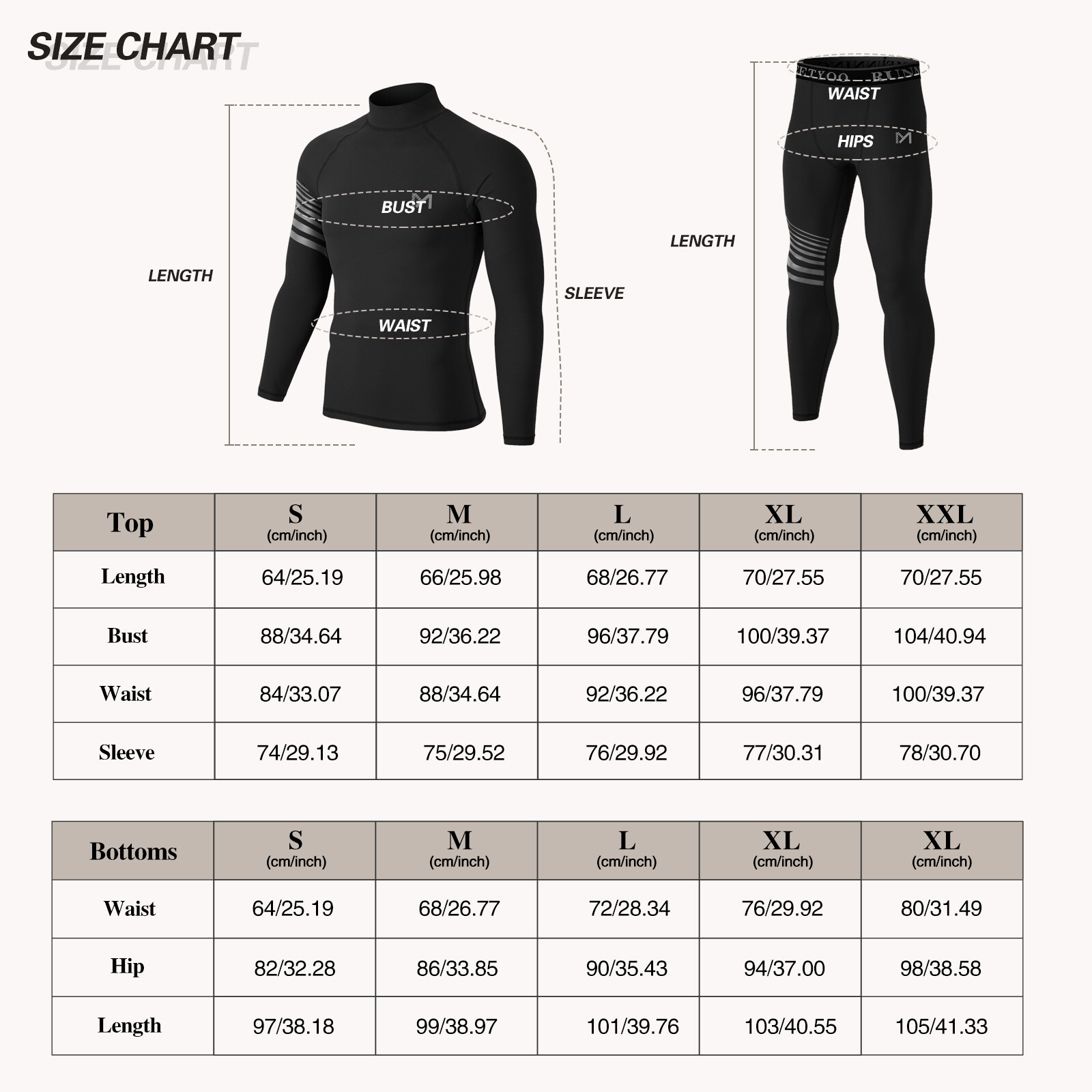 Mens Fleece Lined Thermal Long Johns Top Bottom Underwear Set Winter Turtleneck