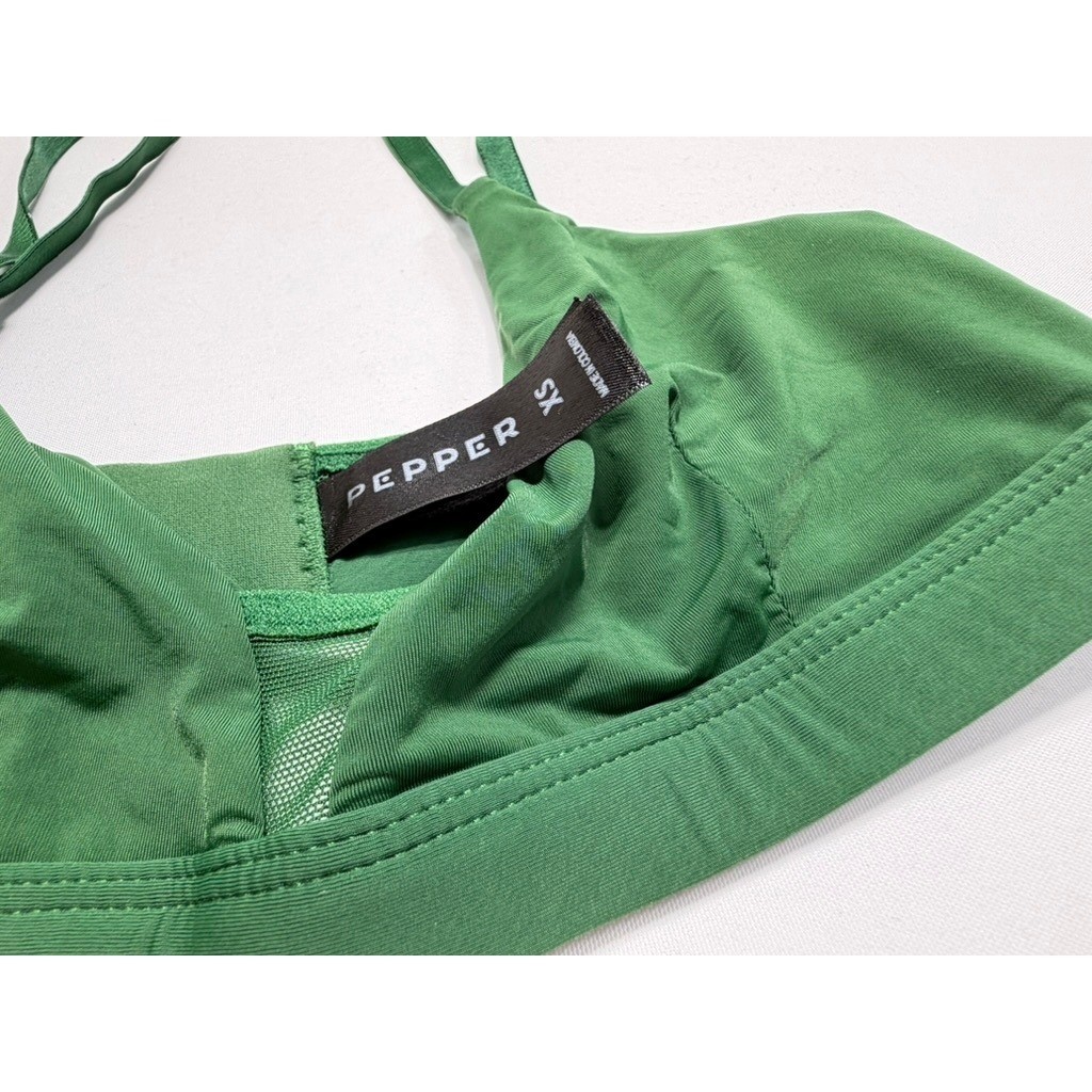 Pepper Bralette Triangle Bra XS Green Minimalist Small Chest Comfort