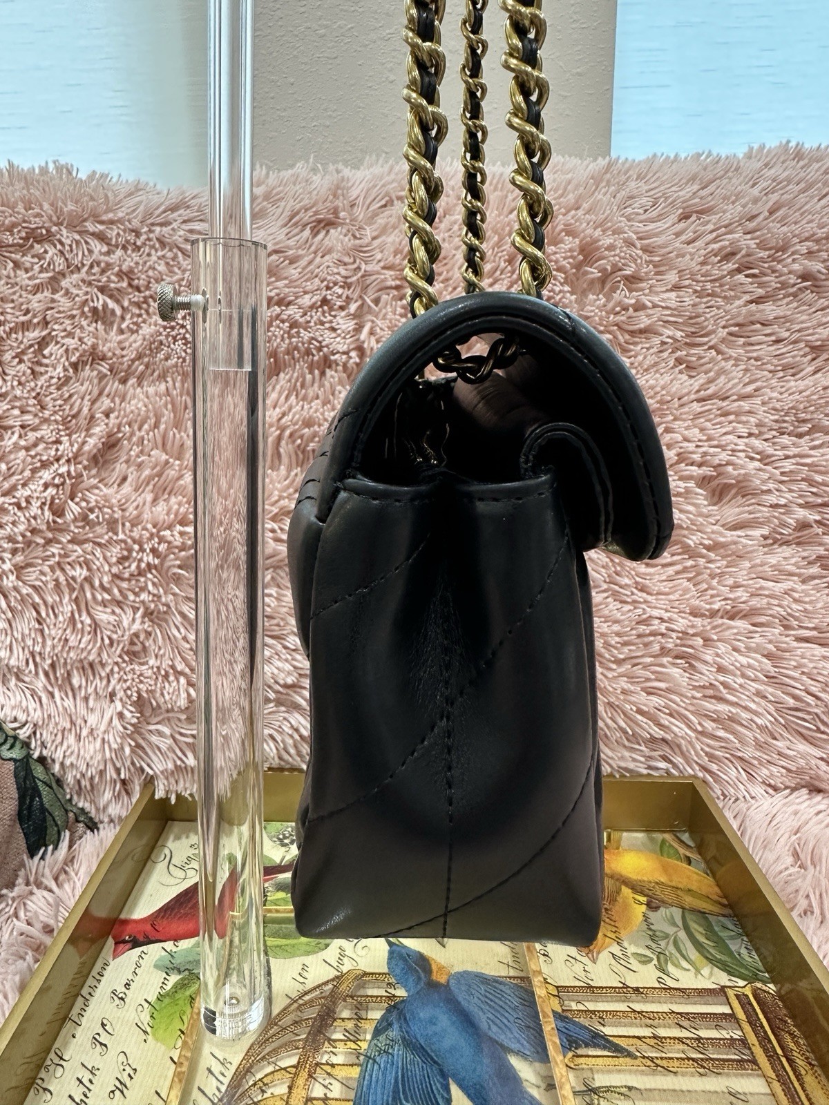 Coach Black Quilted Tabby 26 w/ Gold Chain Strap EUC