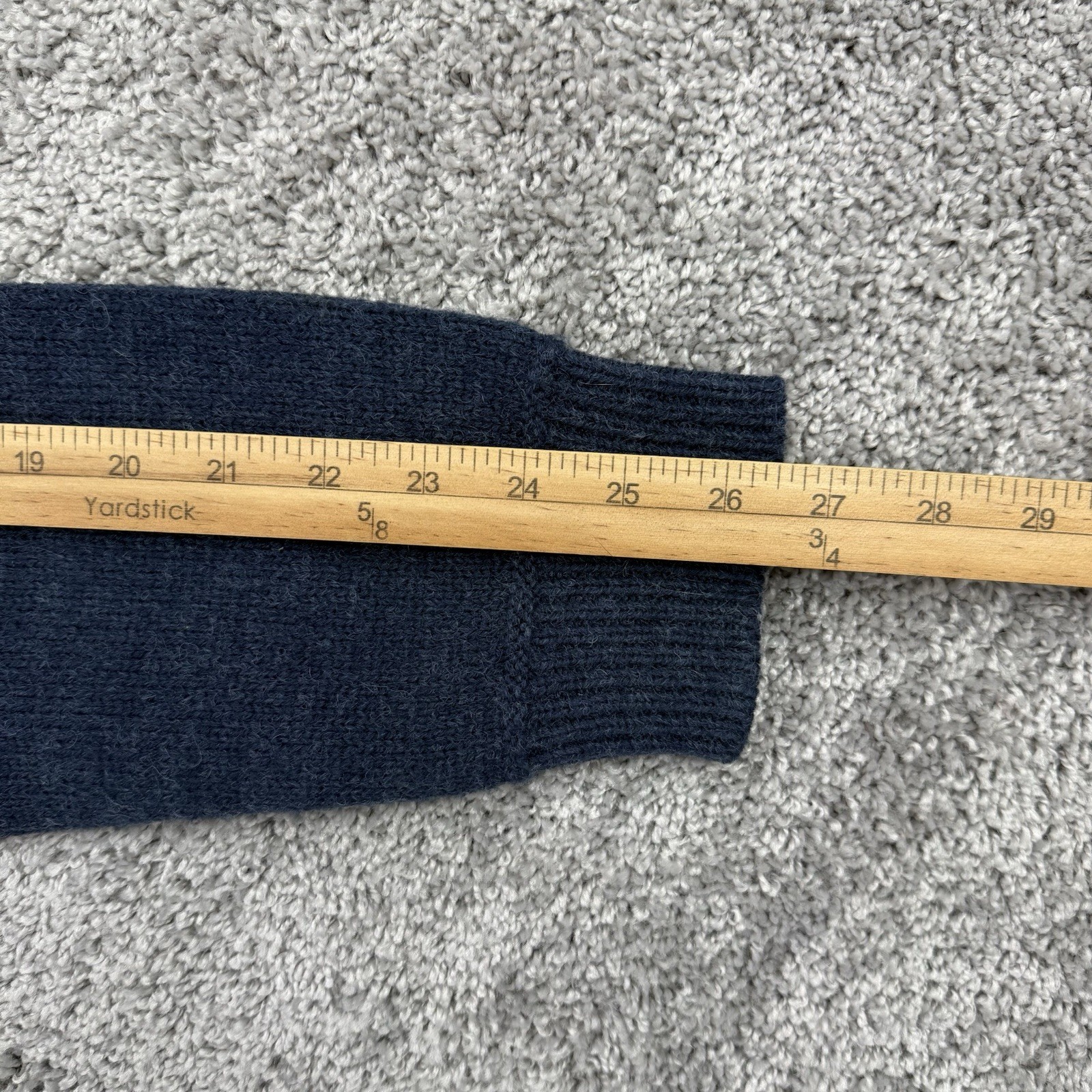 Emerald Isle Knitwear Sweater Men’s L Blue Elbow Patches Wool Mock Neck