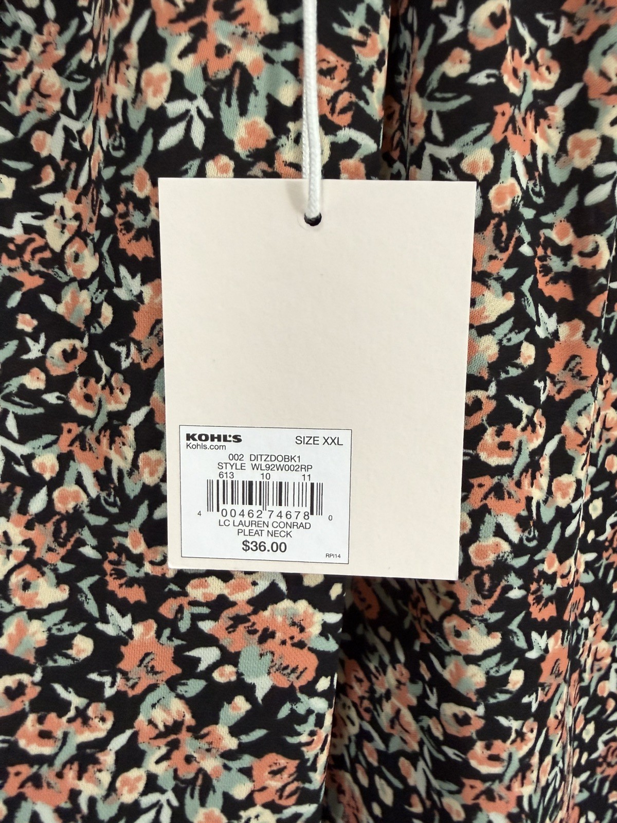 LC Lauren Conrad 2X Black Floral Cap Sleeve Ruffle Blouse Top Work Office Career