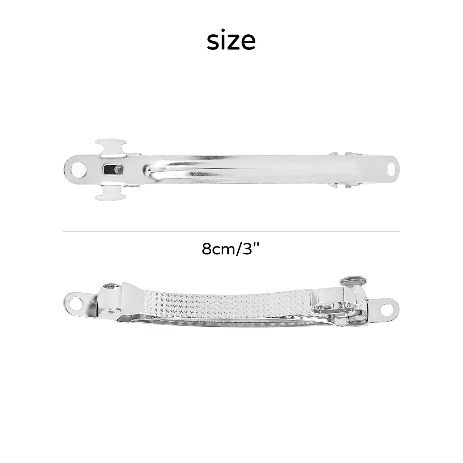 Dizila 50 Pack 8Cm/3 Inch Plain Blank Silver Metal DIY Craft French Barrettes Au