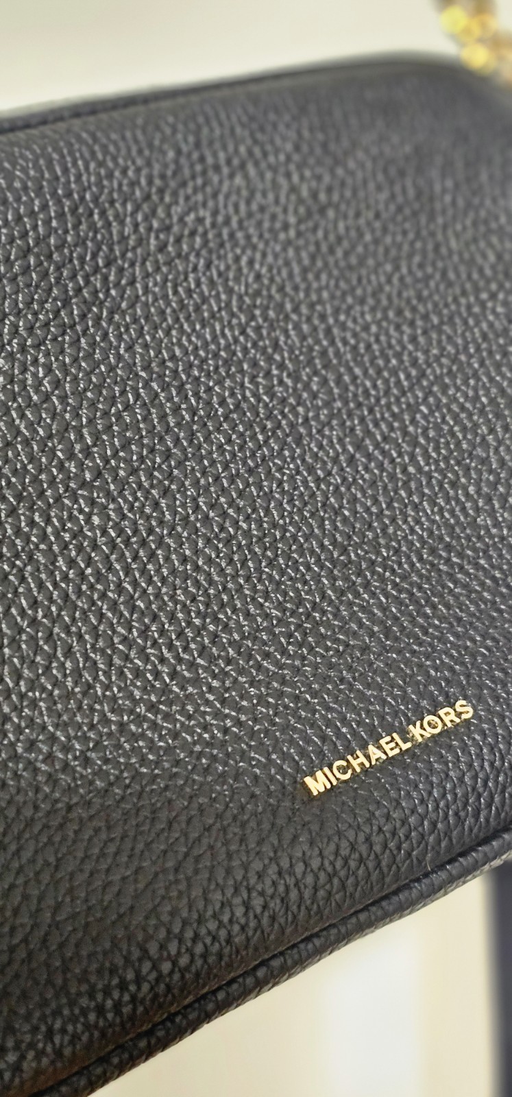 Michael Kors chain camera crossbody bag in black with gold hardware