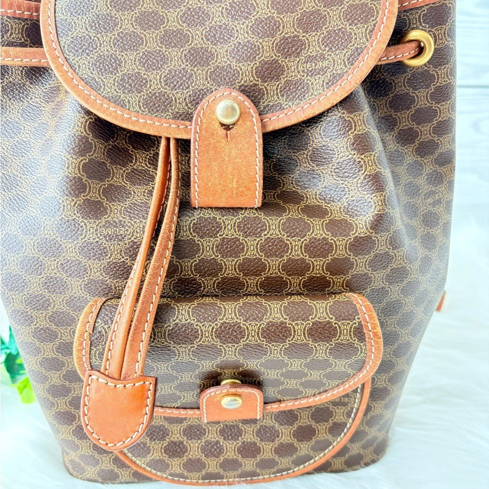 Celine Vintage Macadam PVC Leather & Canvas Backpack with COA