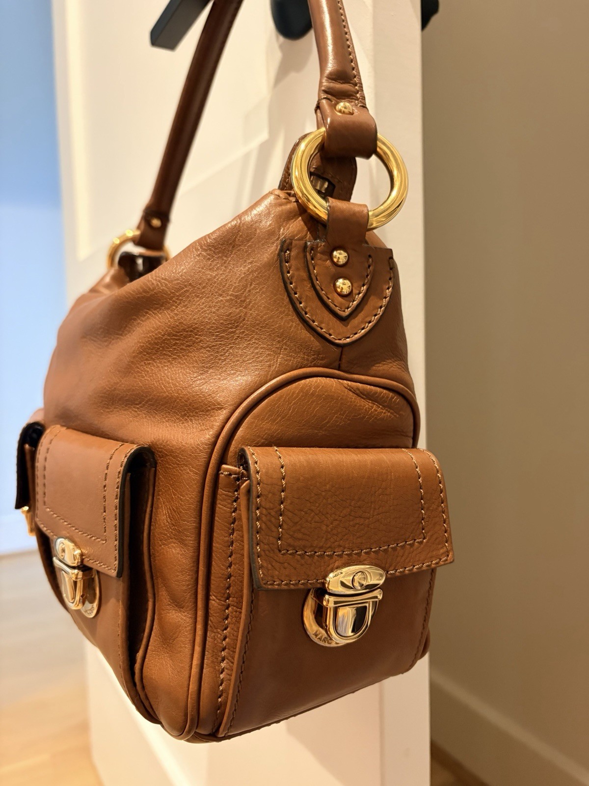 Vintage Marc Jacobs Blake Brown Shoulder Bag Zip Closure Gold Hardware