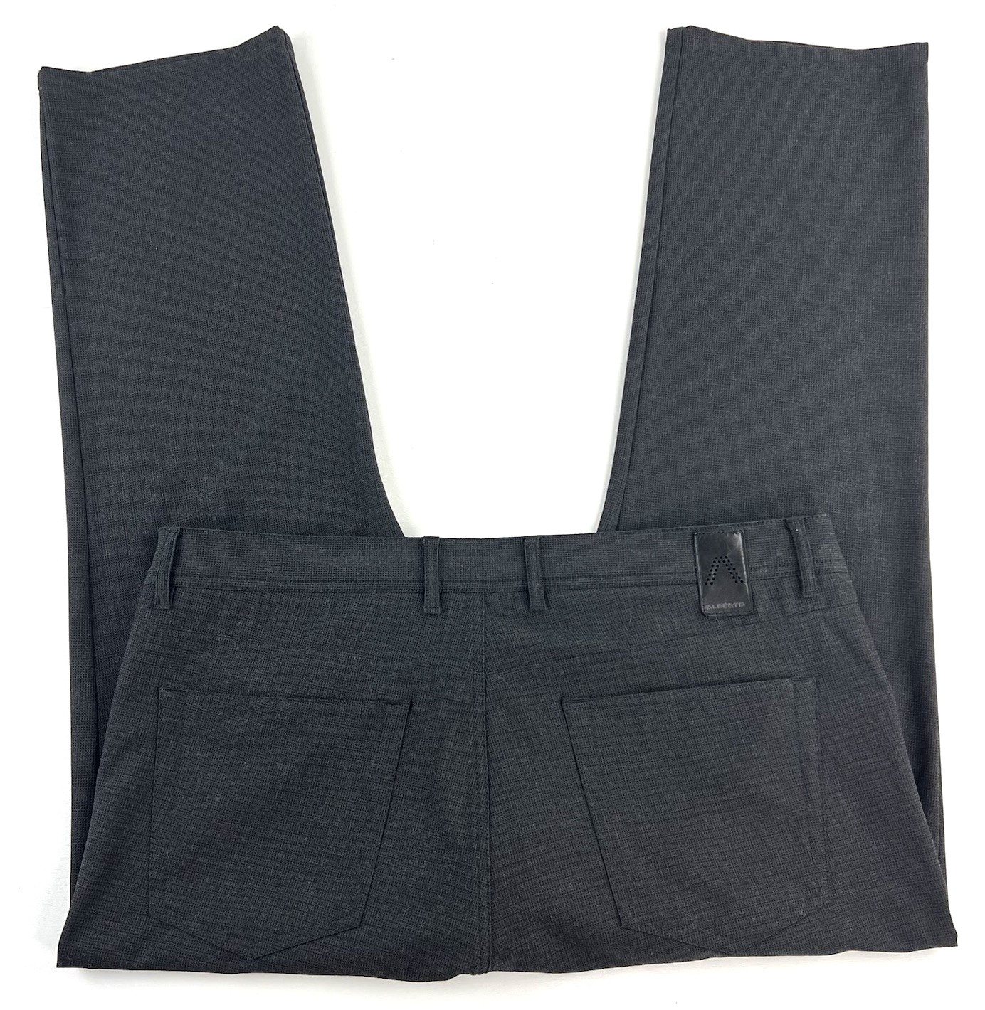 Alberto Ceramica Modern Fit Smart Squares Charcoal Gray Stretch Mens 38×28