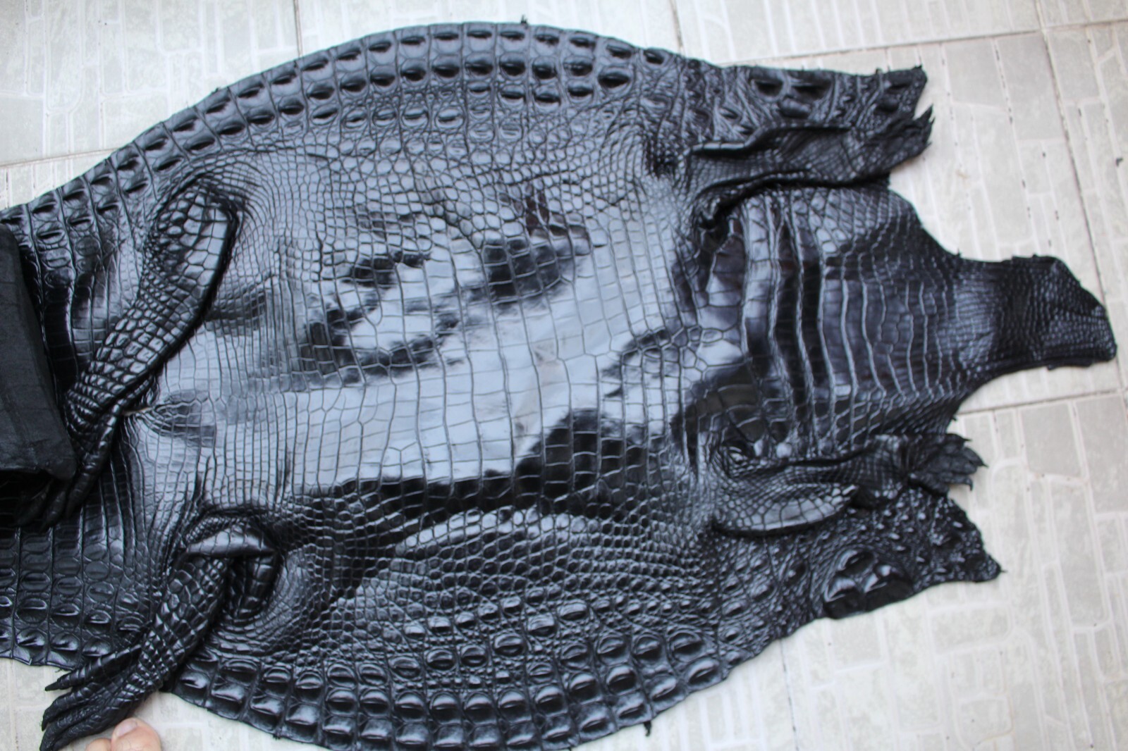 W1.3 inch Black Genuine Crocodile Belly Leather Skin Men’s Belt Plus Buckle #E20