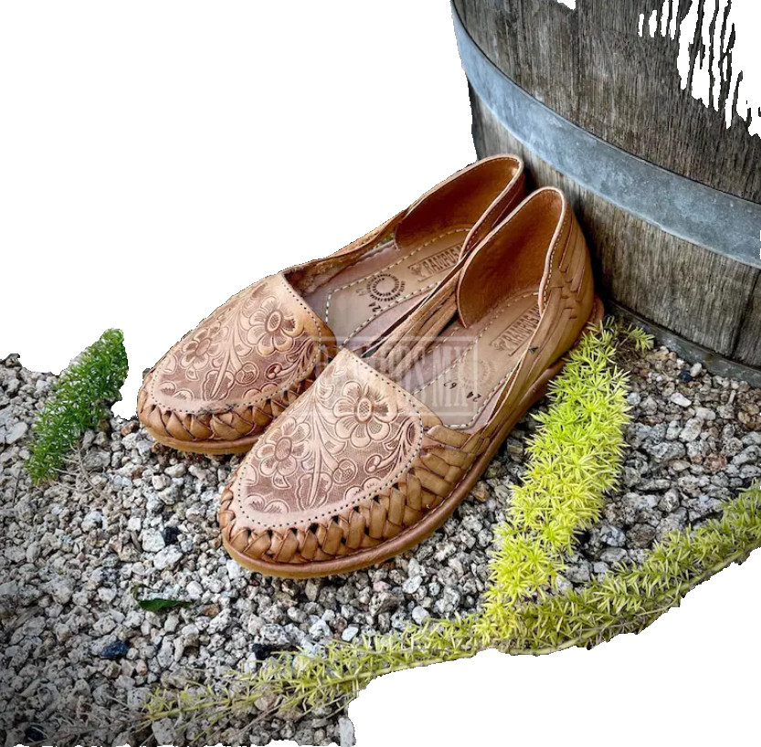 Women’s Handmade Leather Huarache Sandals Mexican Woven Shoes Tan Boho