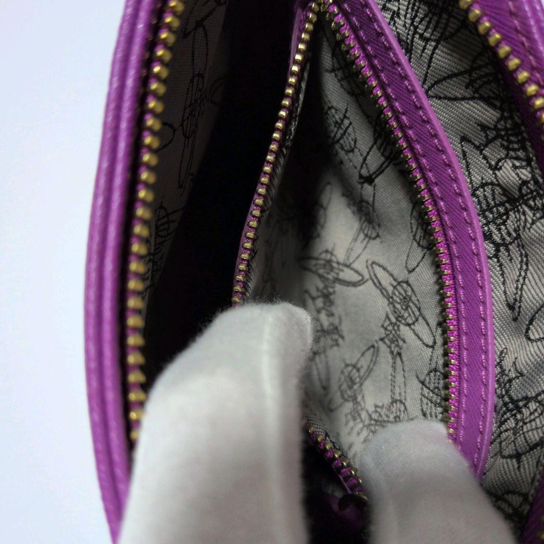 Vivienne Westwood Saffiano Leather Shoulder Bag Orb Purple Square 20cm #FH ZCA