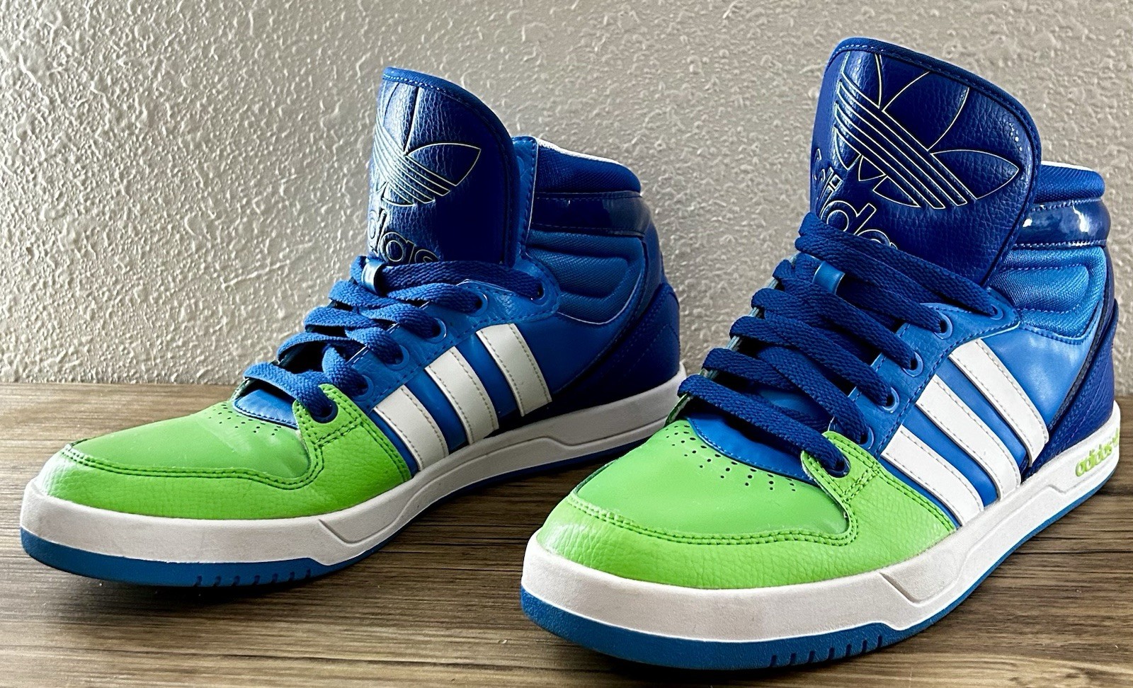 Adidas Blue/Green/White Colorblock Mid Top Lace-Up Sneakers G99390