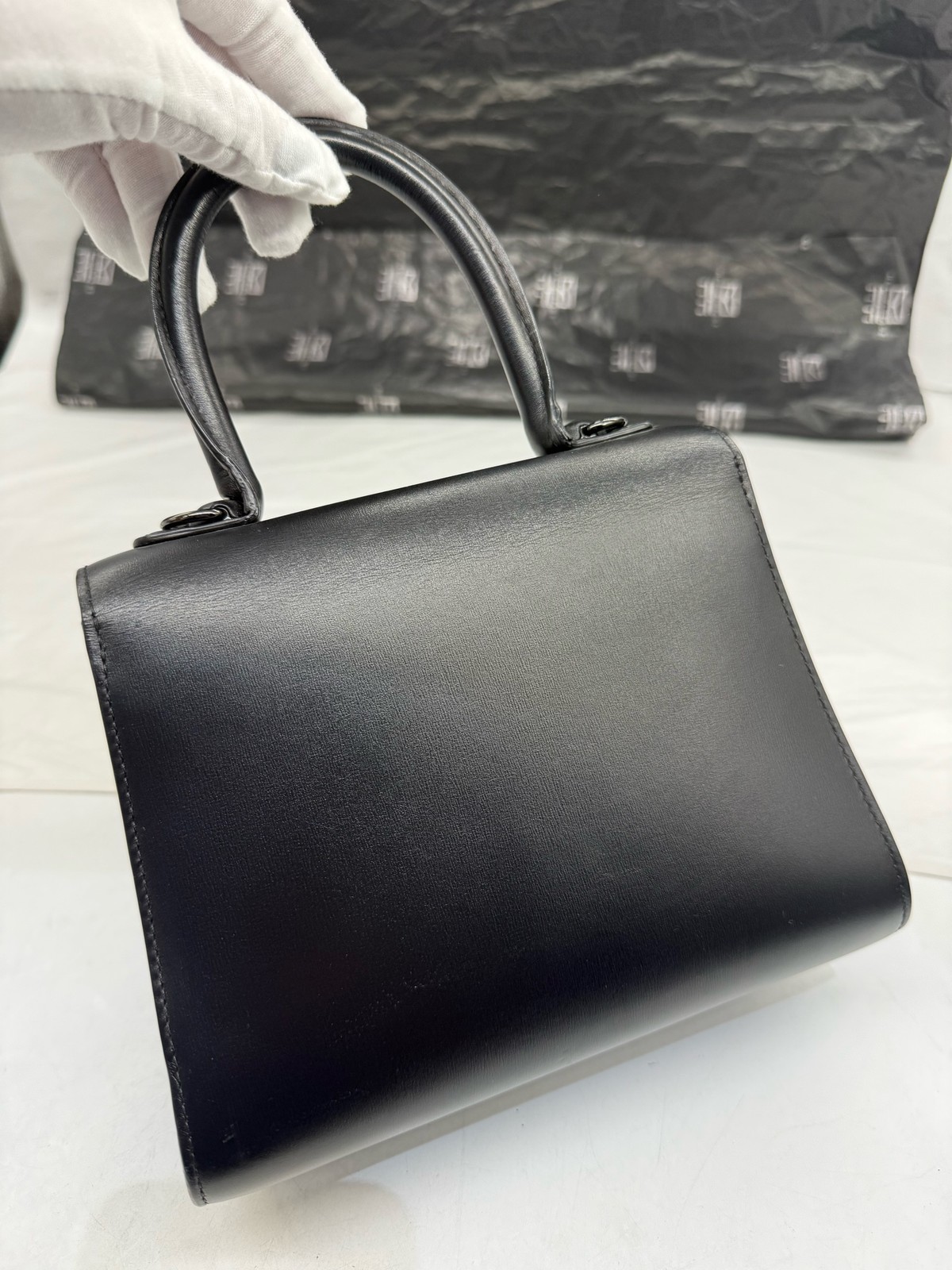 Authentic Delvaux Smooth Calfskin Leather Top Handle Bag Black eBay AG
