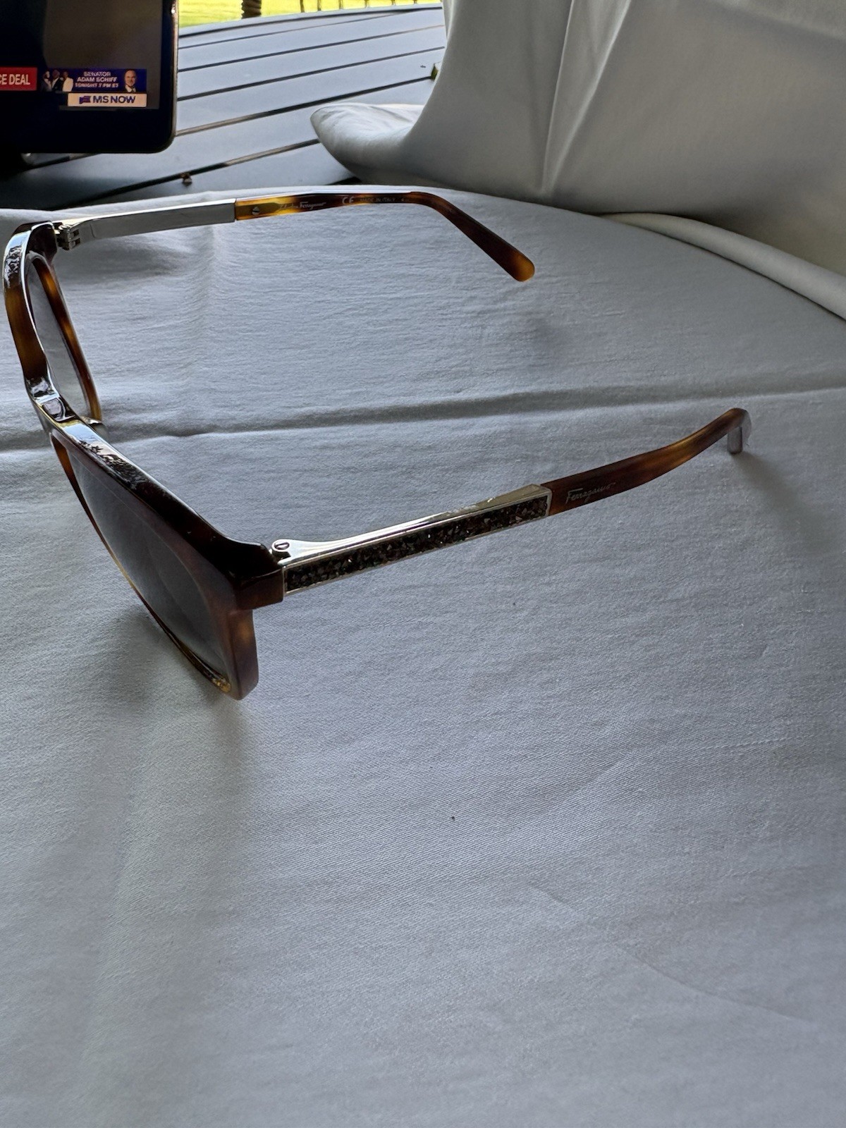 SALVATORE FERRAGAMO SF888SR TORTOISE SUNGLASSES CRYSTAL RHINESTONE TEMPLE