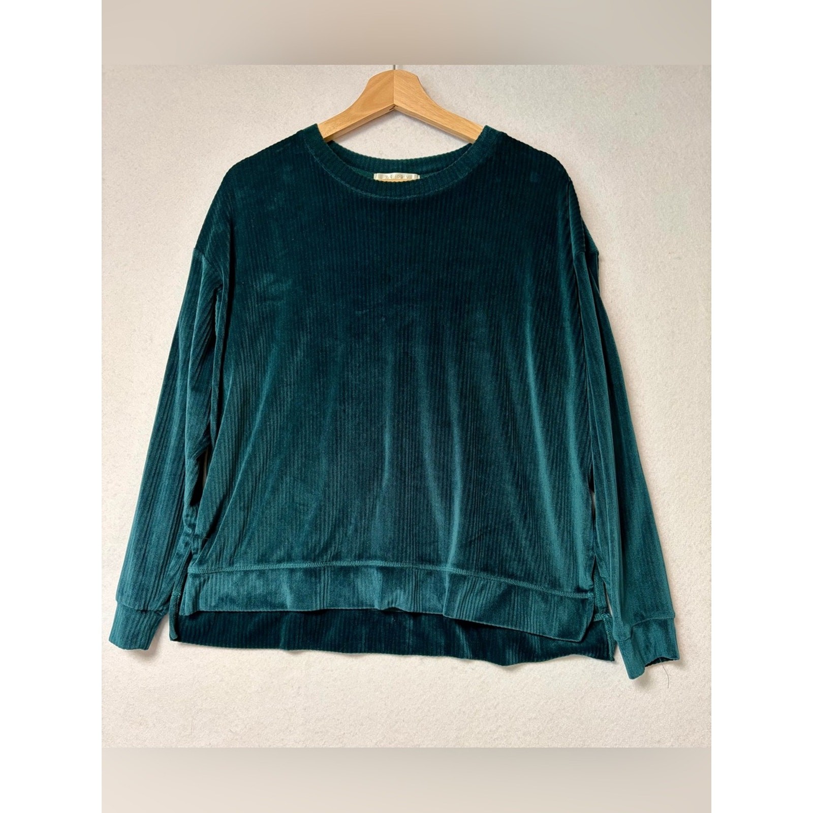 Z Supply Ribbed Velour Loungewear Set Emerald Green Pullover Wide Leg XS NWOT