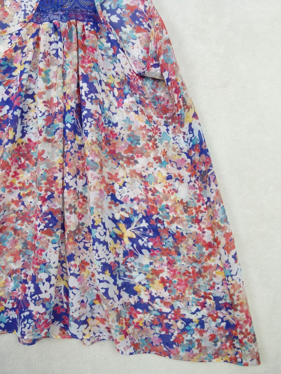 In Bloom Women’s Small Multicolor Floral SGP110M Polyester Tank Lace Back Tunic