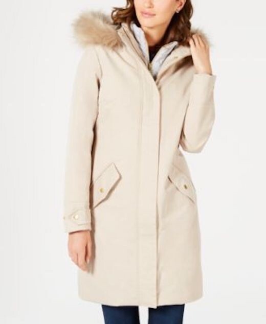 Barbour Womens Bute Faux-Fur Hooded Puffer Down Waterproof Coat Size 10 NEW $400