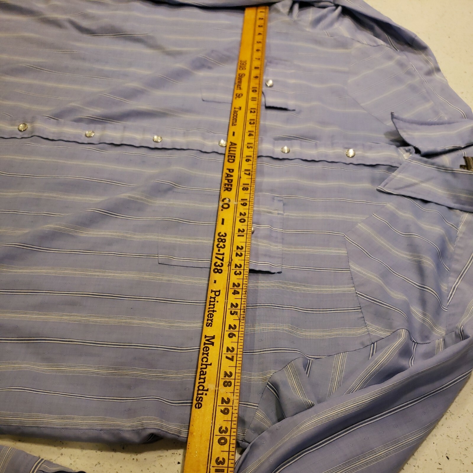 Plainsman Western Shirt mens 2x Big Long Sleeve Pearl Snap blue Stripes