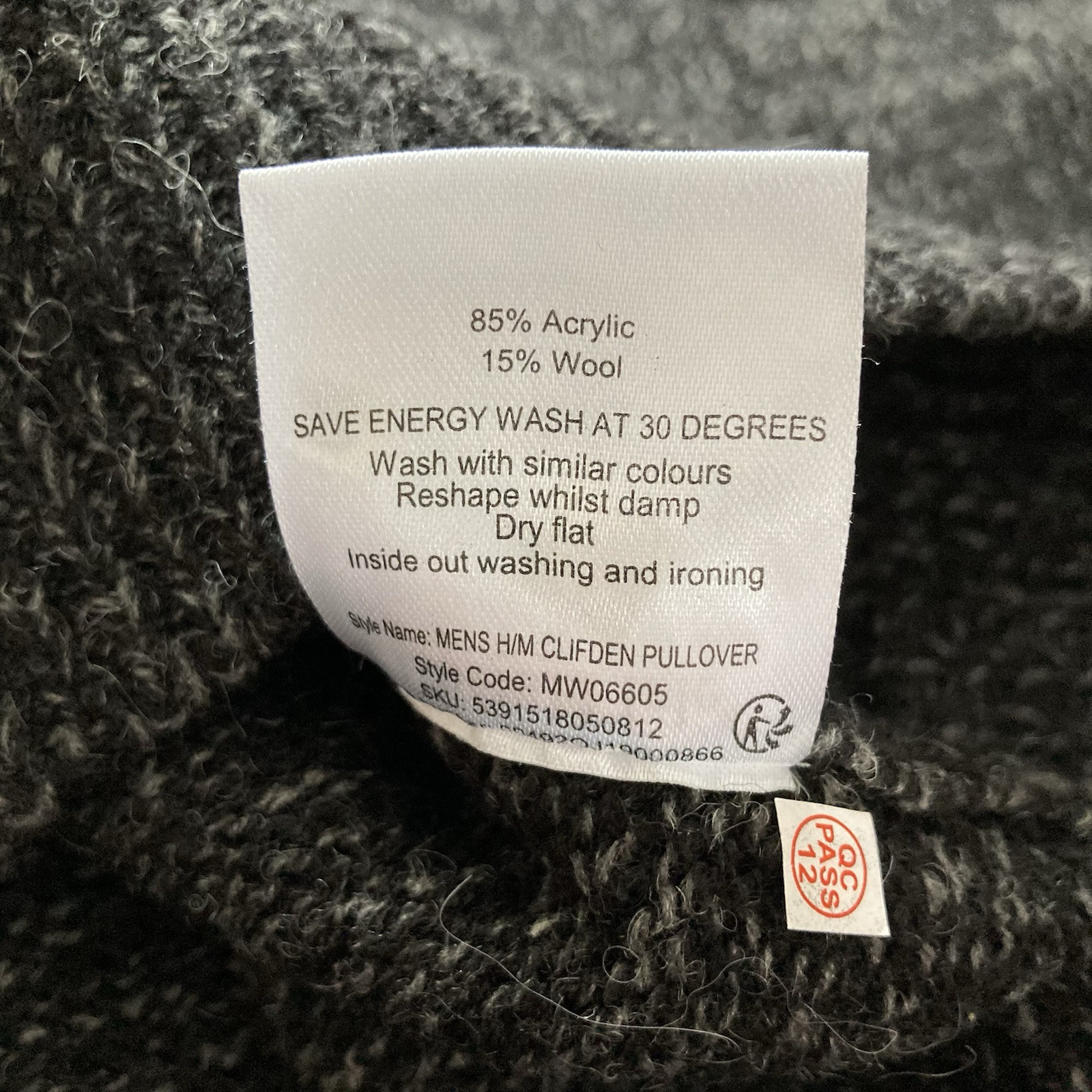 Emerald Isle Knitwear 1/4 Zip Wool Blend Pullover Sweater Mens Large Charcoal