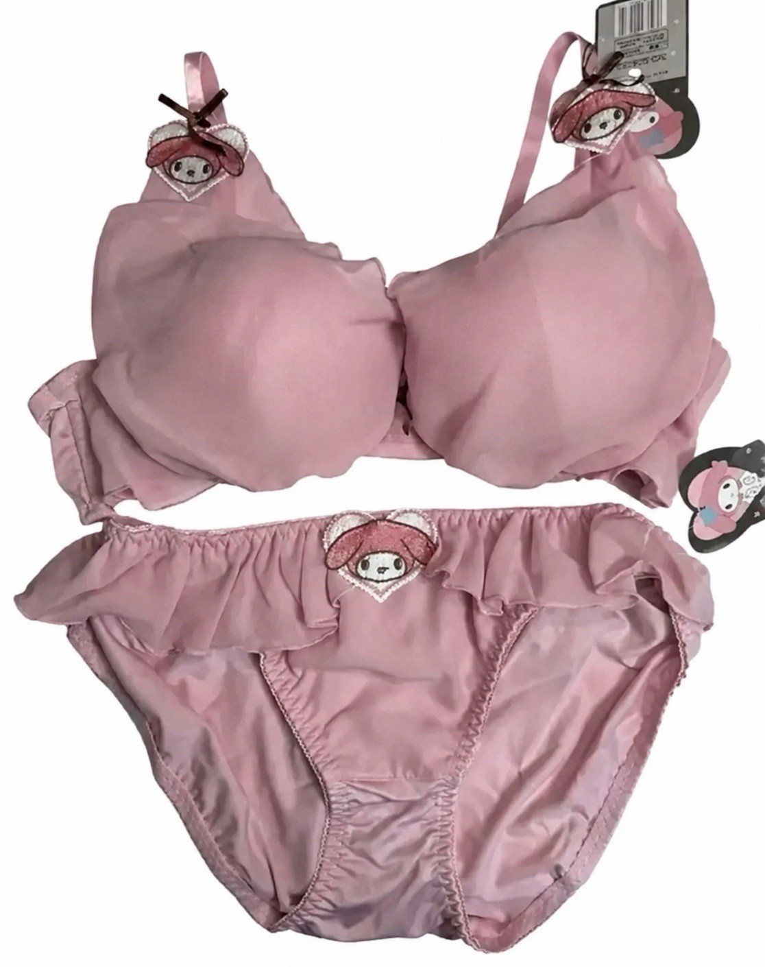 My Melody Pink Flower Bow Set Bralette & Panty Size Small