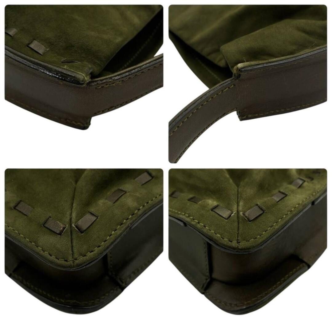 Coach Suede Leather Shoulder Bag Olive Green Vintage Y2K Nubuck Auth