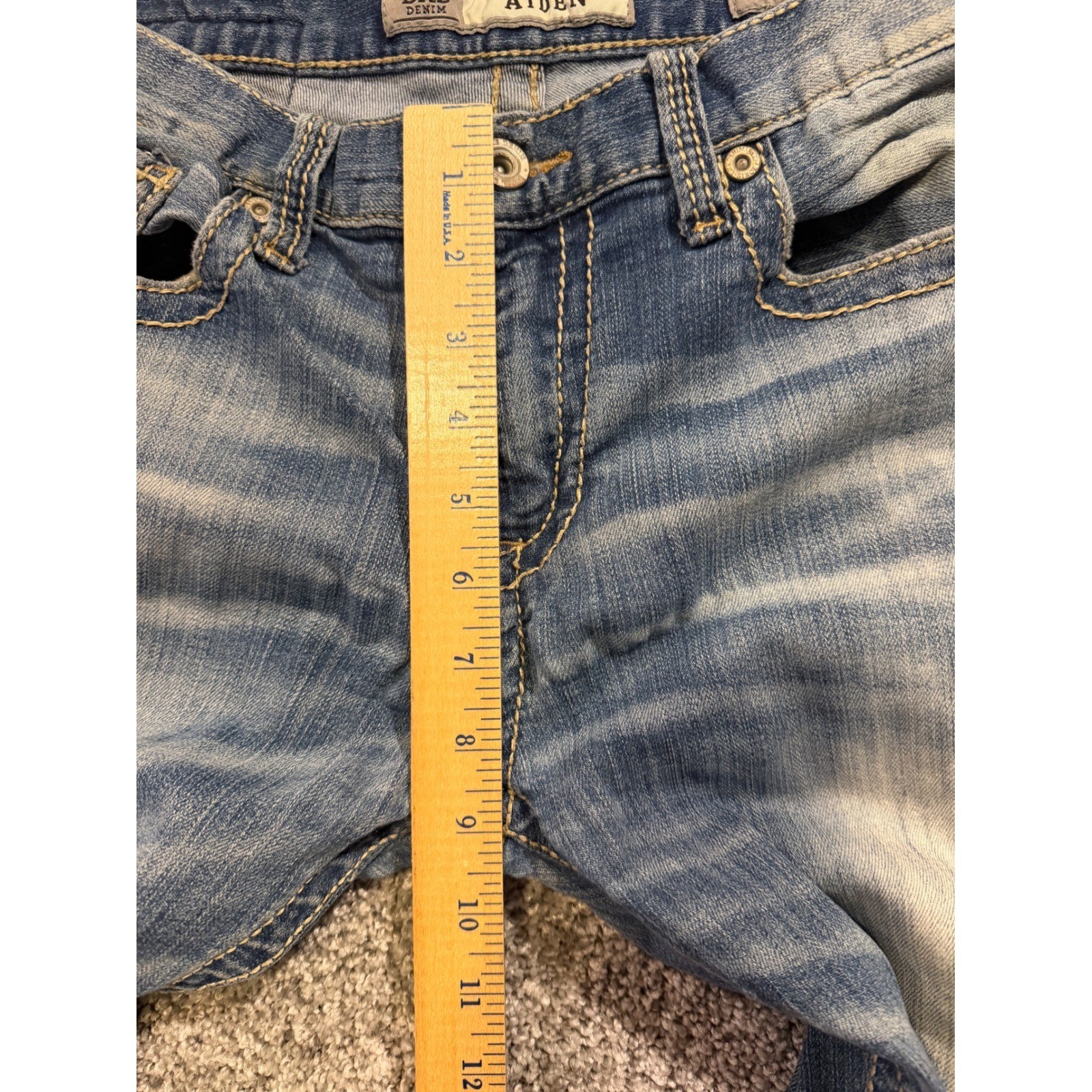 BKE Jeans Mens 31R Blue Aiden Straight Stretch Faded Distressed Denim Pants *