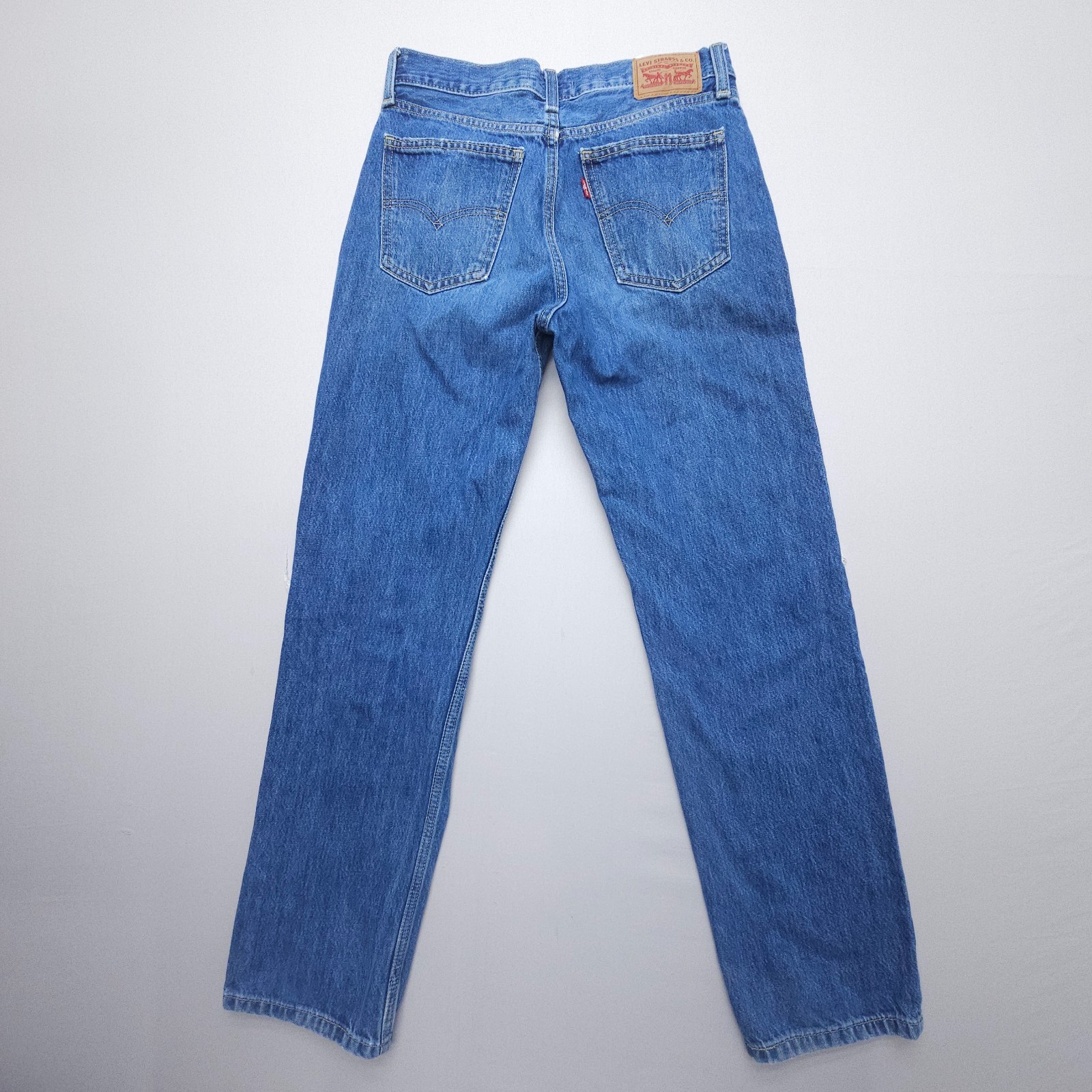 Levi’s Low Pro Straight Jeans Womens 26 Blue Rigid Cotton Denim Distressed