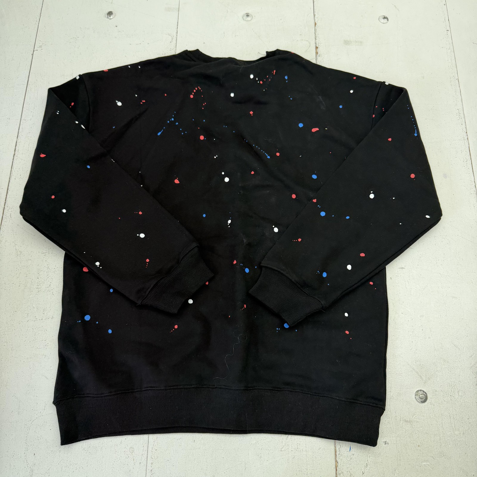 YIYANG Sweatshirt Mens 2XL Black Paint Splatter Fleece Crewneck Pullover