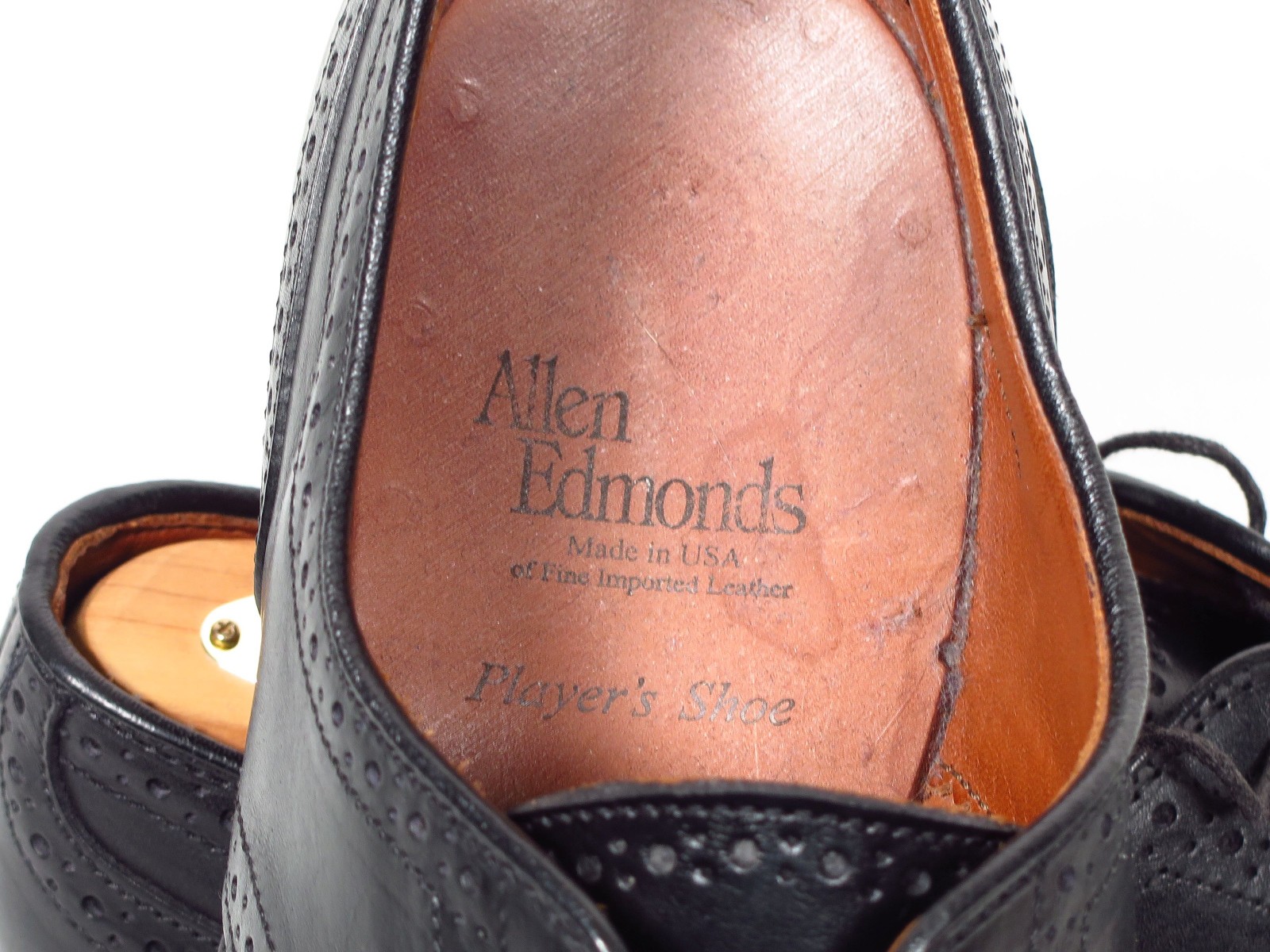 Allen Edmonds Player’s Shoe Full Brogue Wingtip Derby in Black Calf, 11 D