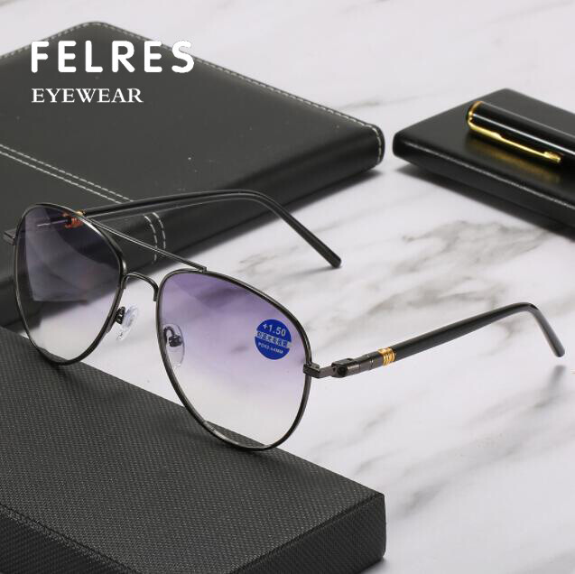 Metal Bifocal Anti-blue light Reading Glasses For Men Classic Outdoor Sunglasses