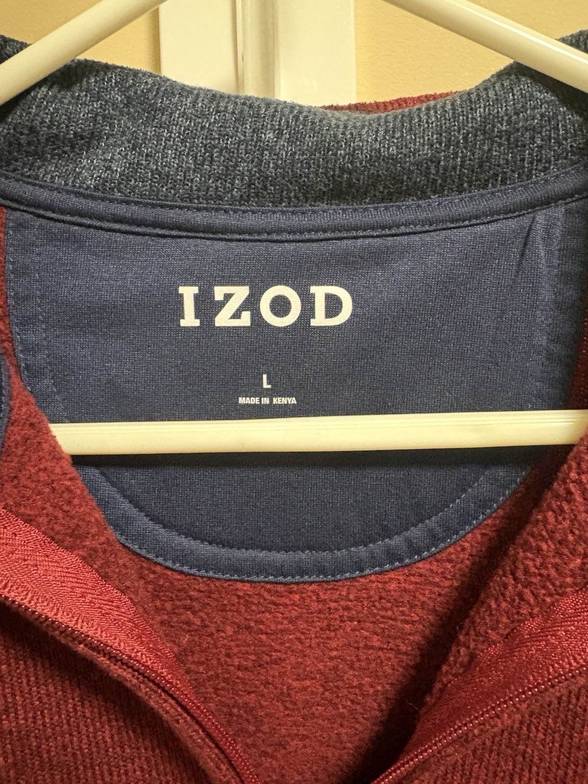 IZOD Men’s L Regular Burgundy 1/4 Zip Mock Neck Knit Pullover Sweater Solid