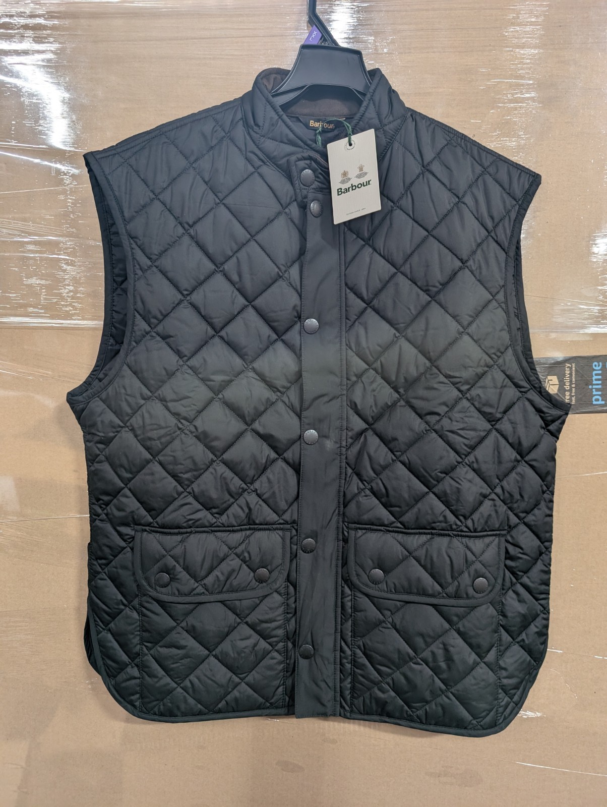 Barbour Men’s Black Lowerdale Quilted Gilet Full Zip Vest Sz 2XL