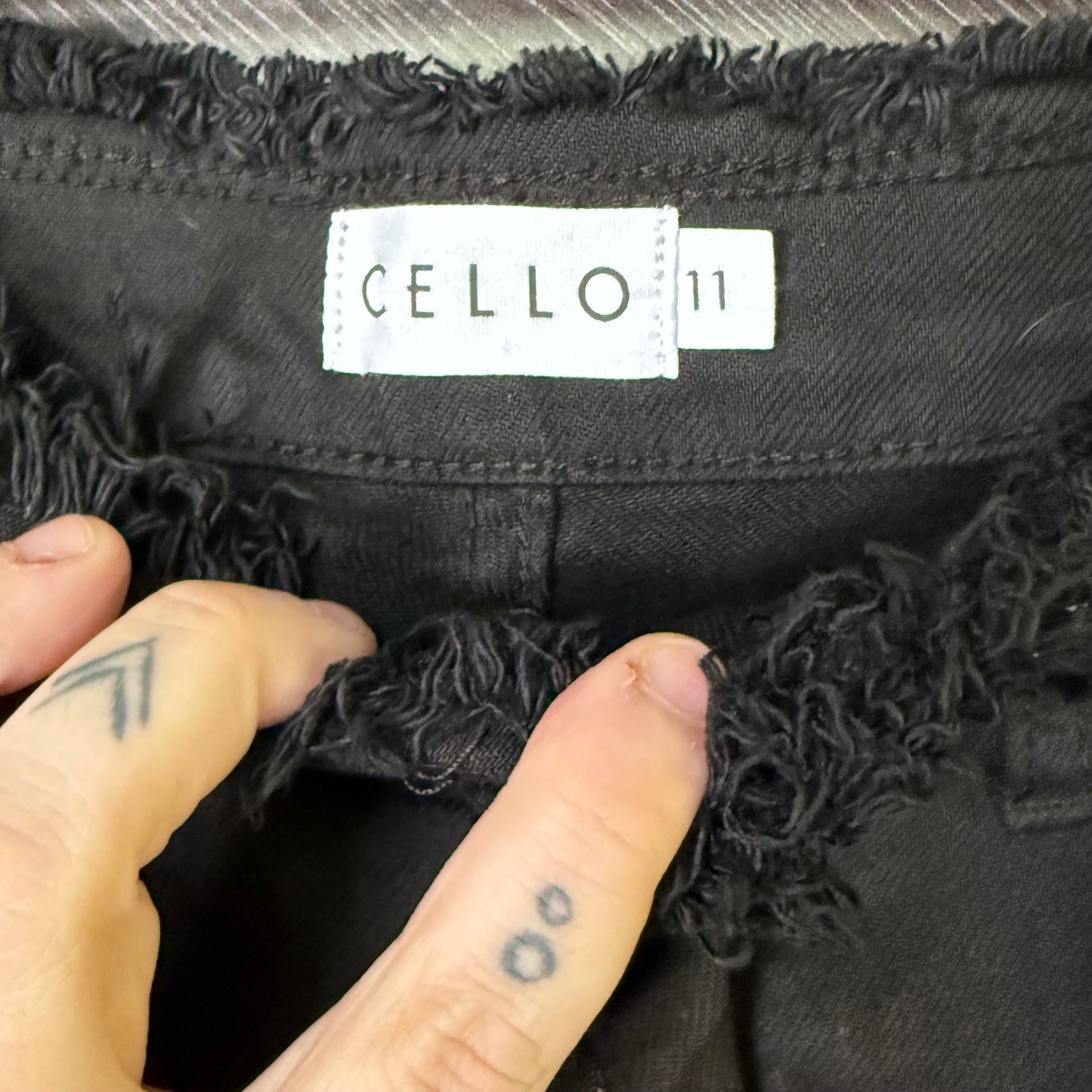 Cello Women High Rise Skinny Flare Distressed Raw Hem Black Jeans 11 NWT Grunge