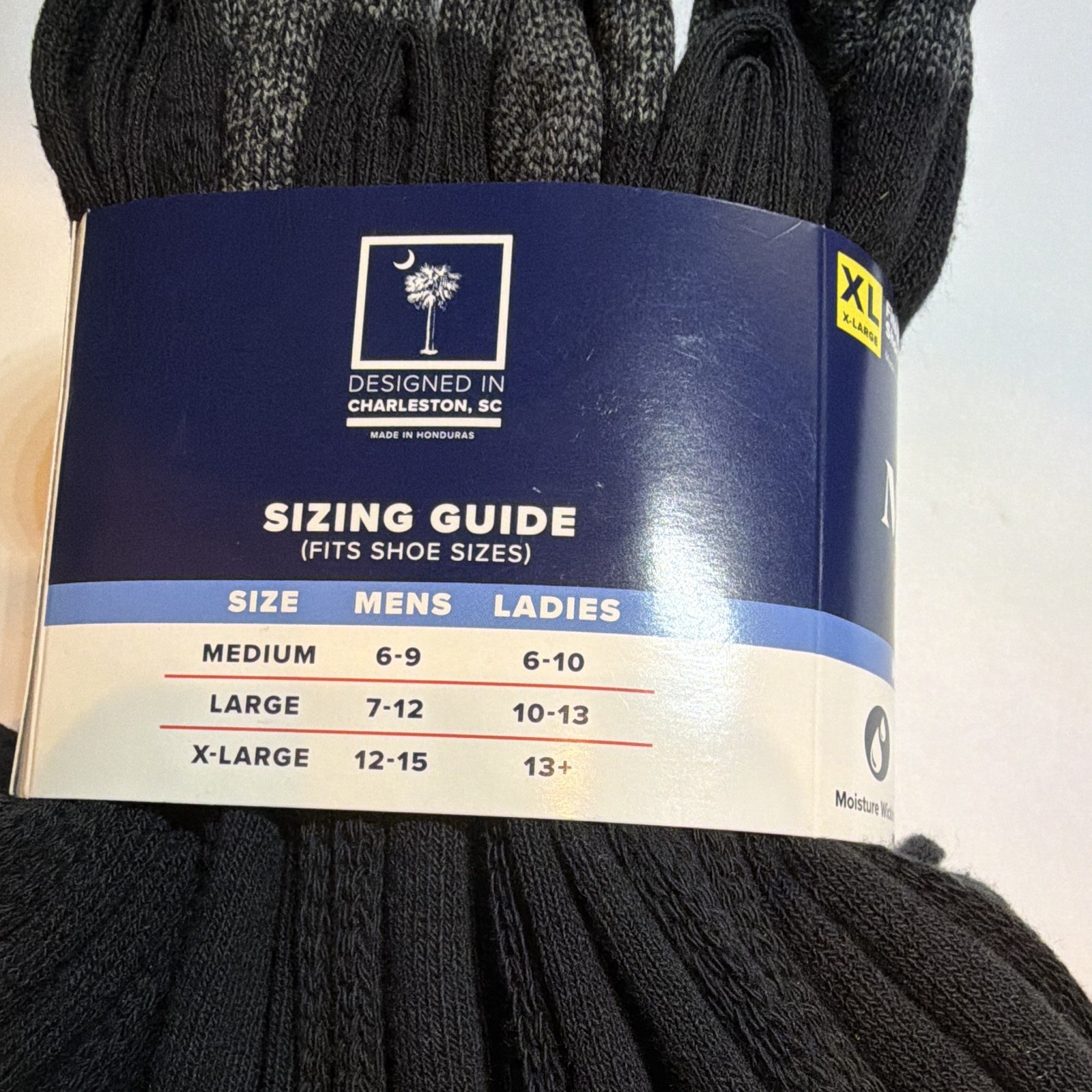 MediPeds Men’s Non-Binding Crew Socks 6 Pairs XL Black Cushioned Moisture W