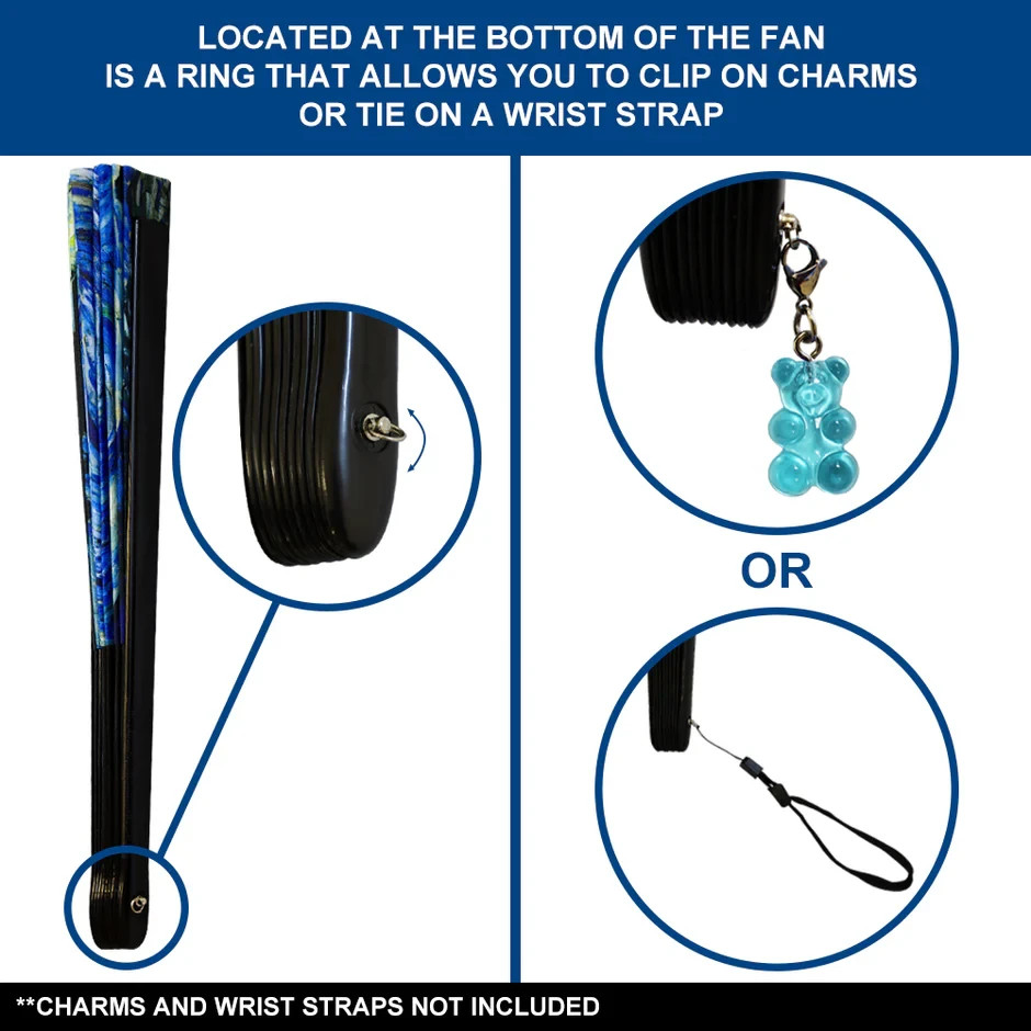 Starry Night Van Gogh XL Clack Fan Folding Art Fan Festival Rave Gift Hand Fan