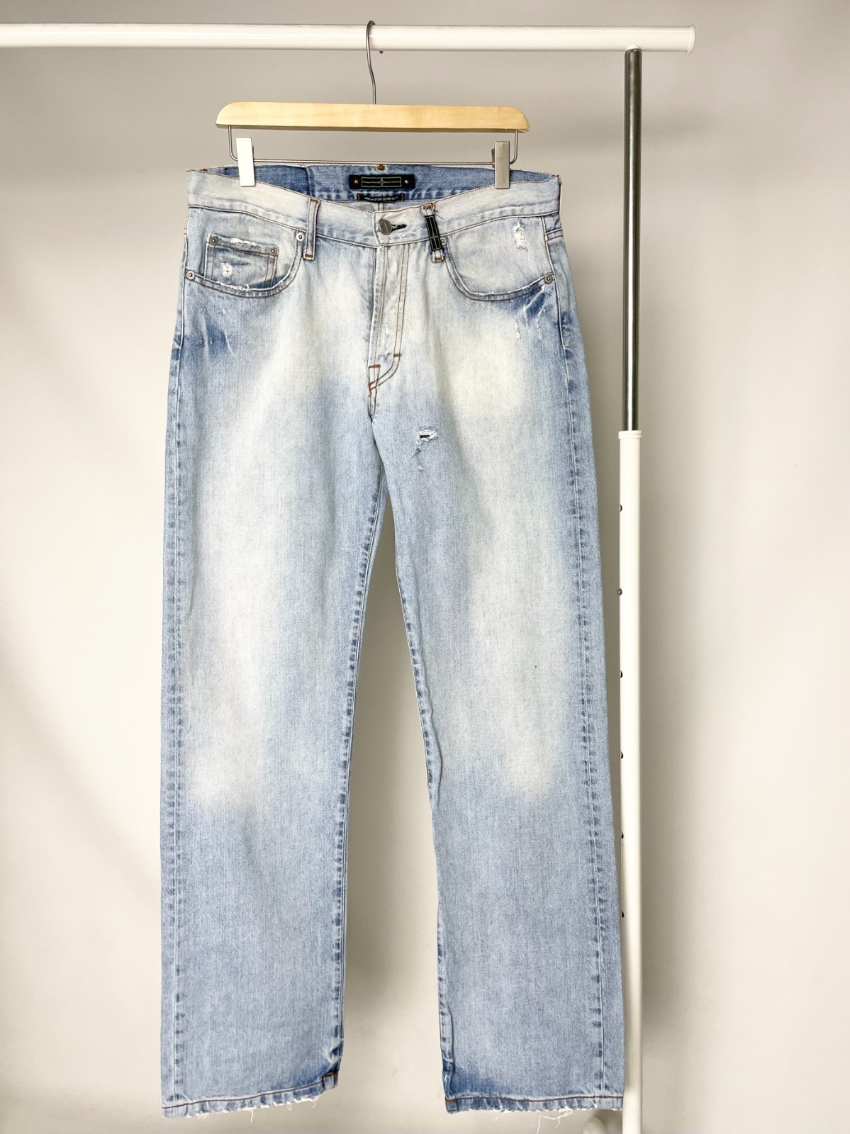 Stone Island Denim ( Size 34 ) Vintage Distressed Faded Light Blue Jeans Pants
