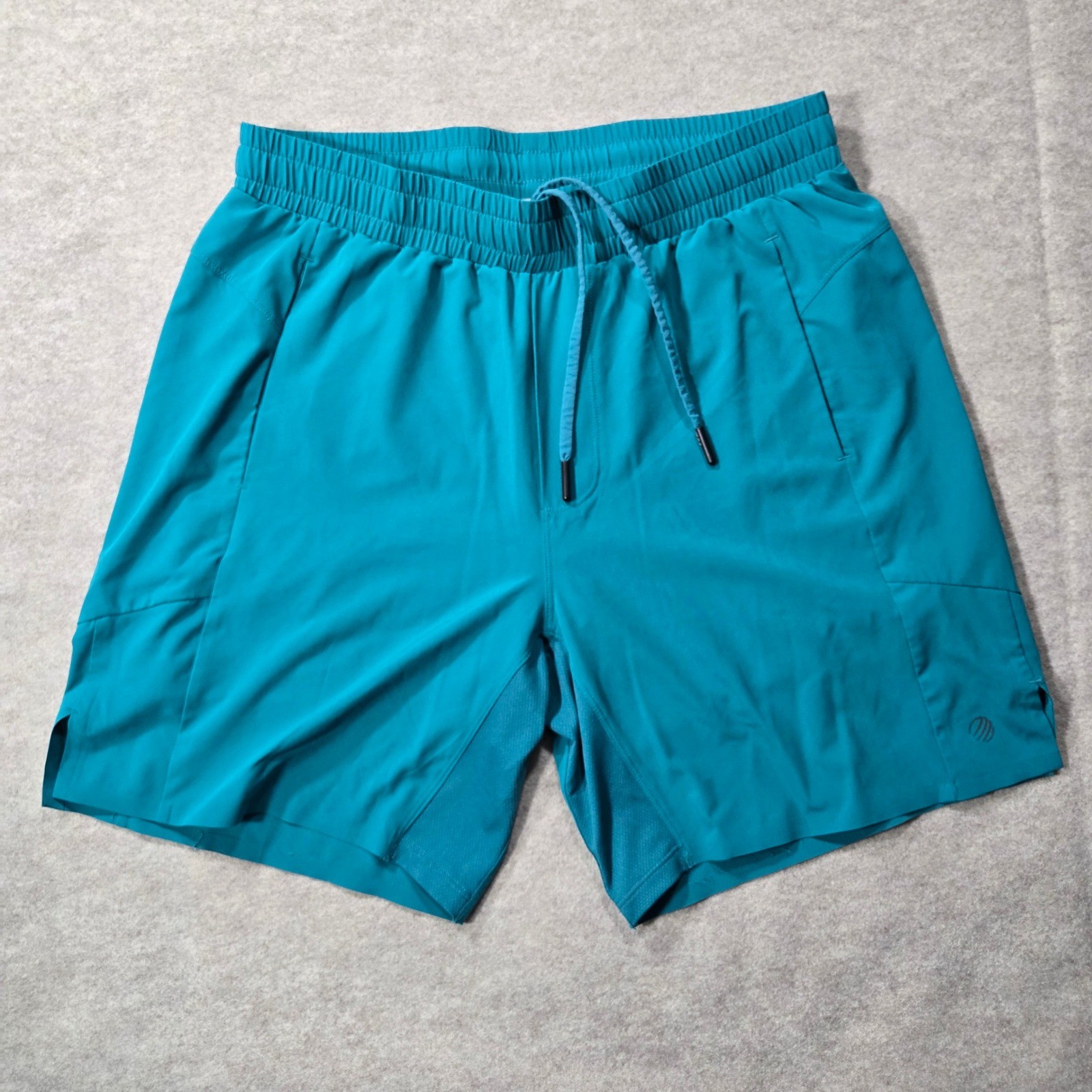 MPG Sport Mens Teal Blue2-in-1 Athletic Running Shorts Size Medium 6 Inch Inseam